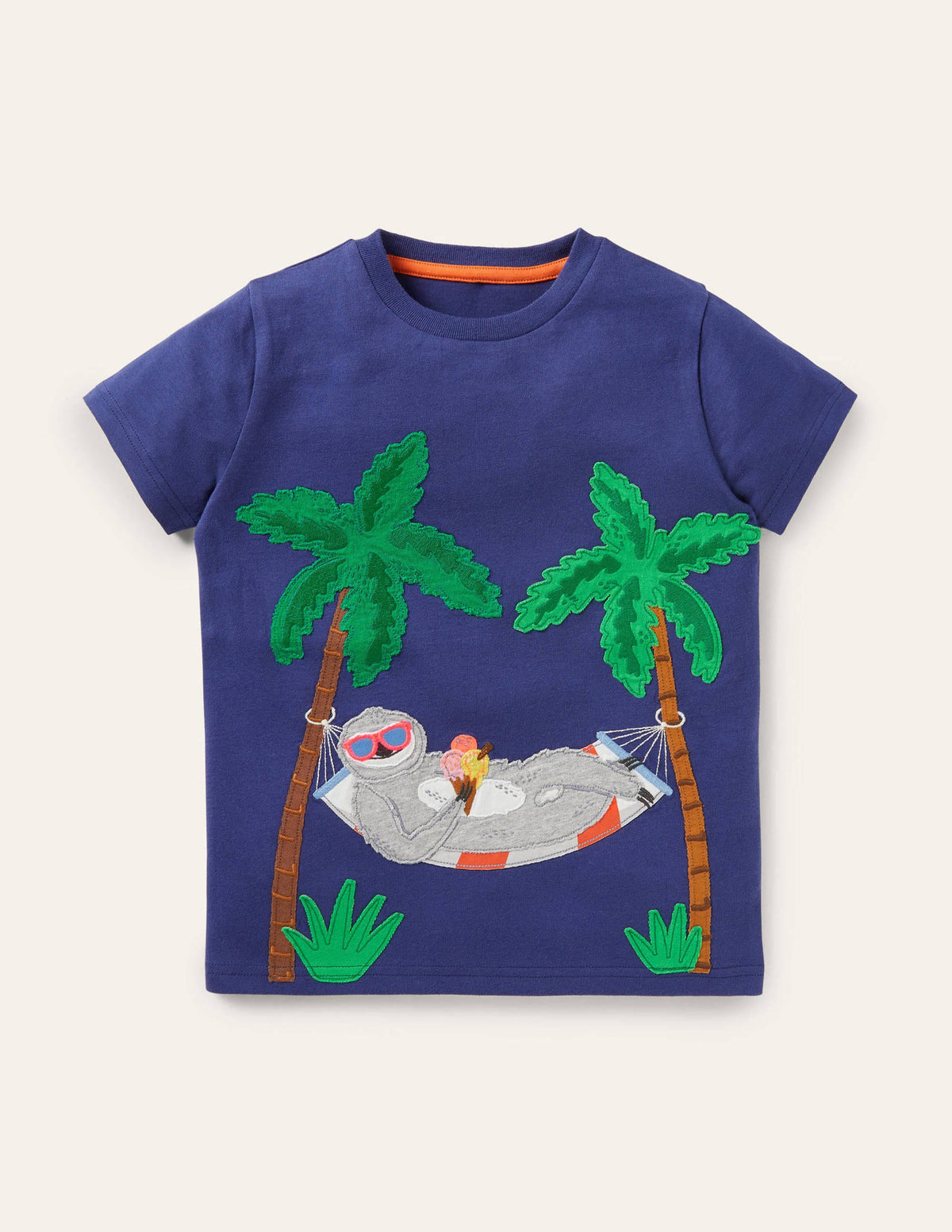 Appliqué Dude T-shirt-Starboard Blue Sloth - Image 1