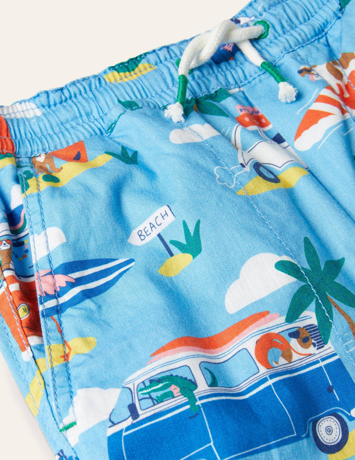 Pull-on Drawstring Shorts-Surfboard Blue Transport - Image 3