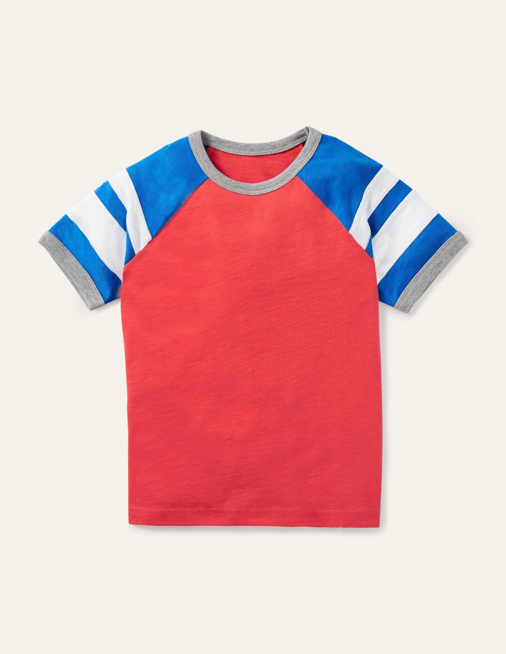T-shirt raglan colourblock-Rouge tarte aux fraises/bleu-1