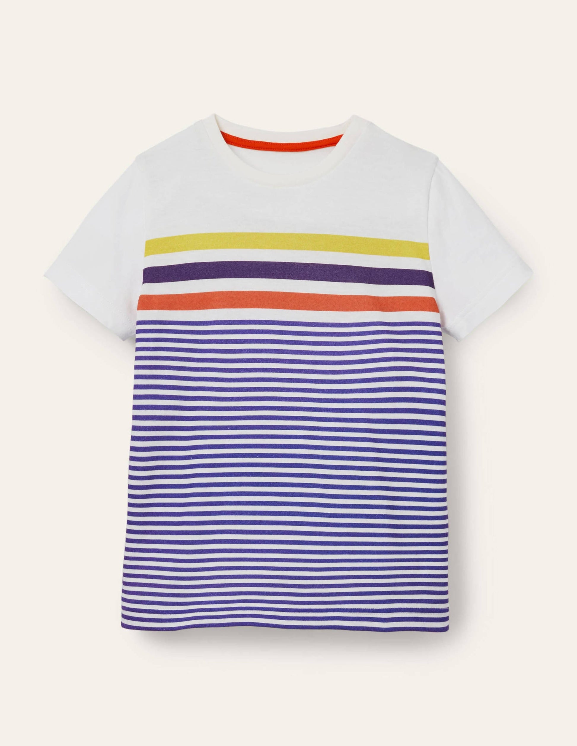 Vorgewaschenes T-Shirt aus Flammgarn-Blitzblau/Naturweiß-1
