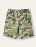 Shorts mit Tunnelzug zum Hineinschlüpfen-Grünes Camouflagemuster, Tiere