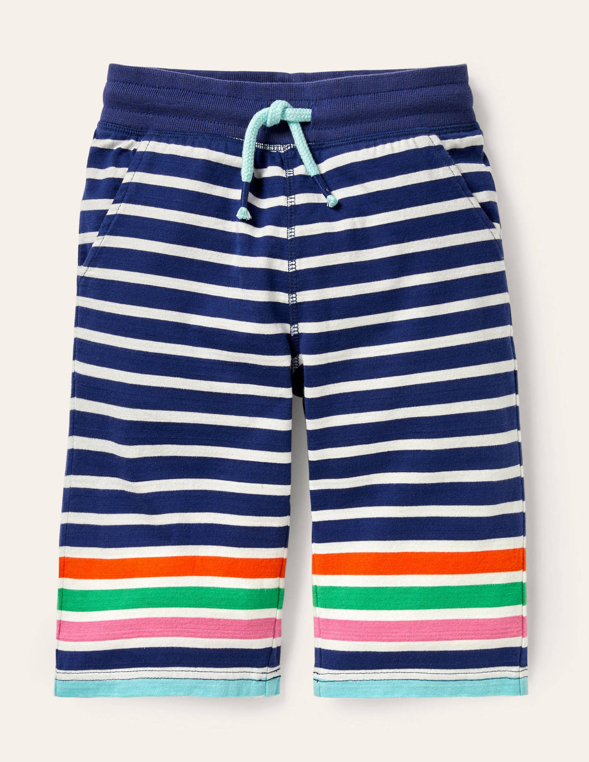 Jersey-Baggyhose-Marineblau/Naturweiß, Bunt - Image 1