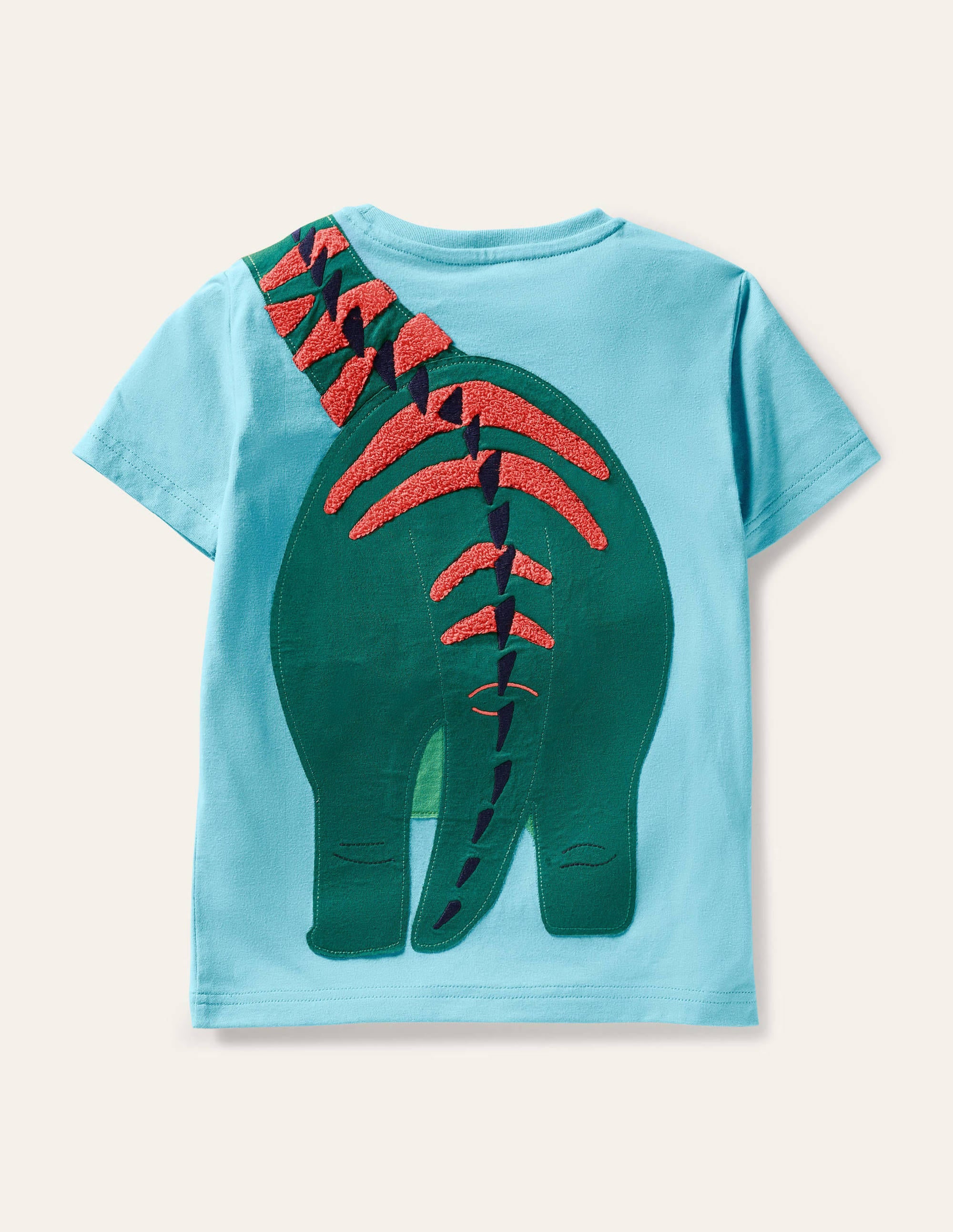 T-Shirt mit lebhafter Tierapplikation-Wasserblau, Dino - Image 2