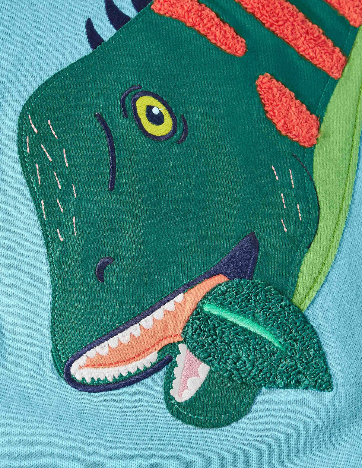 T-Shirt mit lebhafter Tierapplikation-Wasserblau, Dino-3