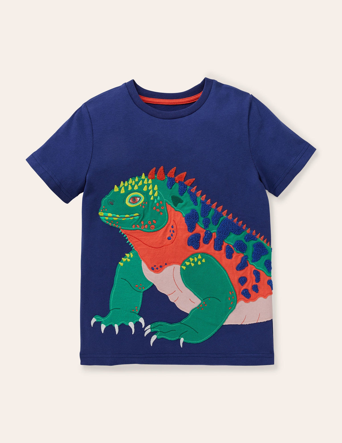 T-Shirt mit exotischer Tierapplikation-Segelblau, Leguan - Image 1