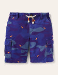 Cargo Shorts-Blue Camouflage Dinosaurs