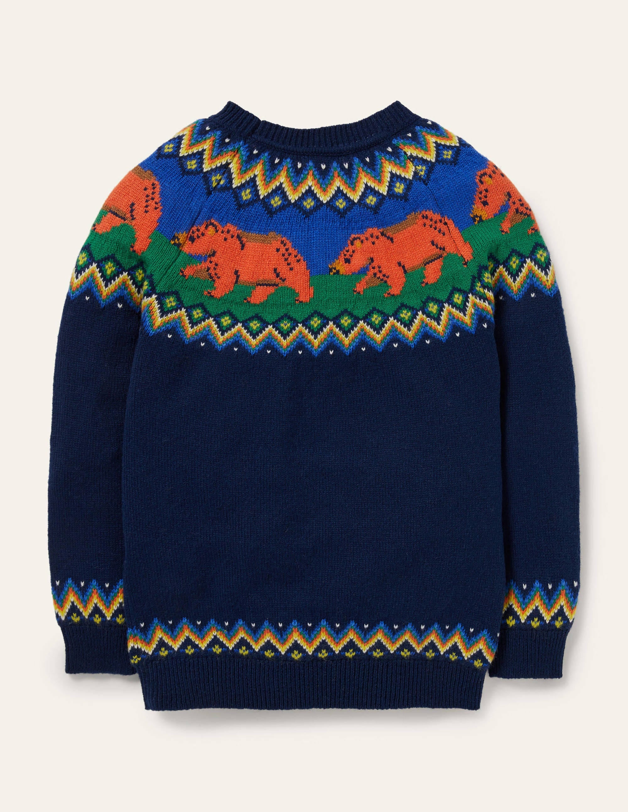 Fair-Isle-Pullover mit Rundhalsausschnitt-Schuluniform-Navy, Bären - Image 2