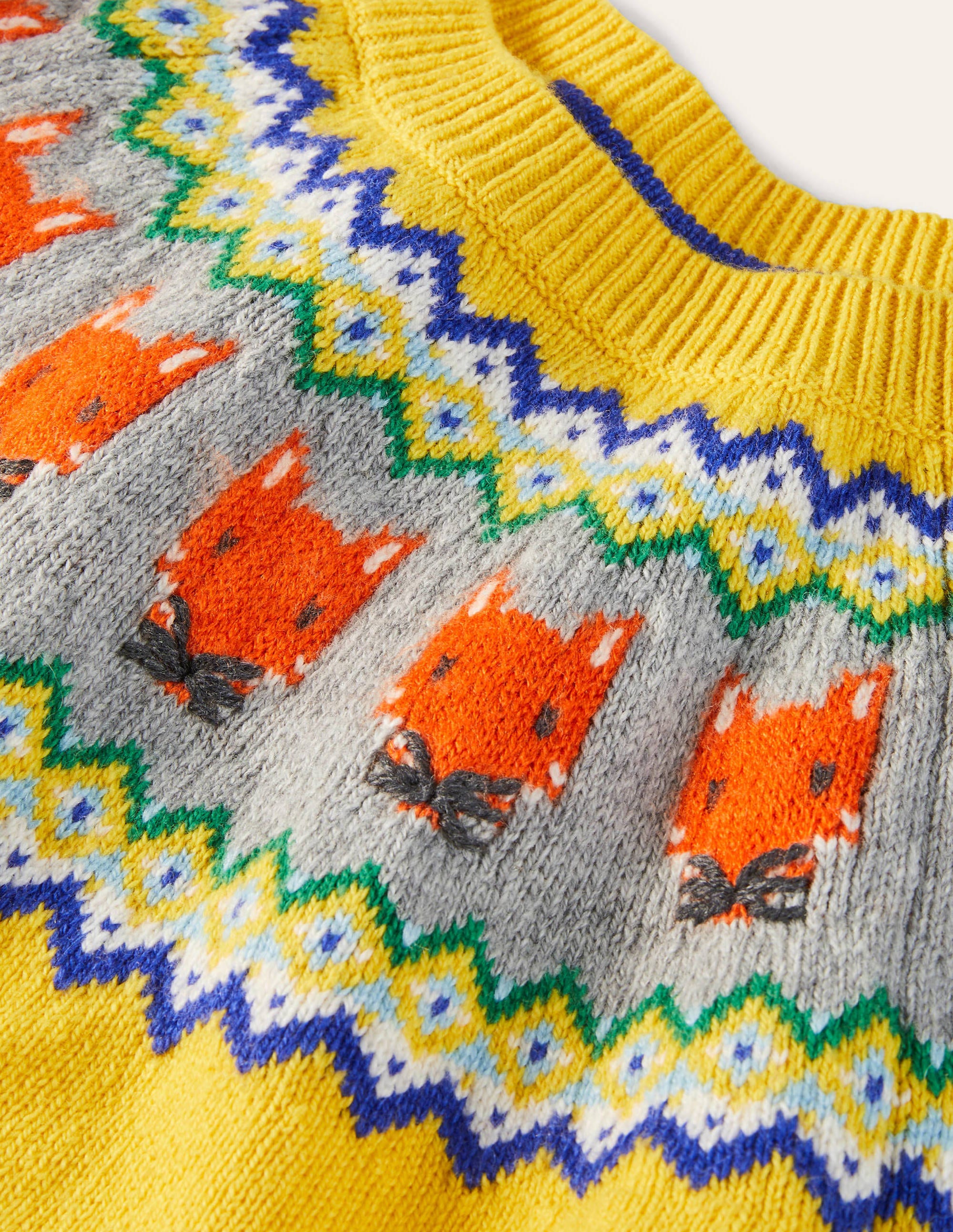 Fair-Isle-Pullover mit Rundhalsausschnitt-Honiggelb, Füchse - Image 3