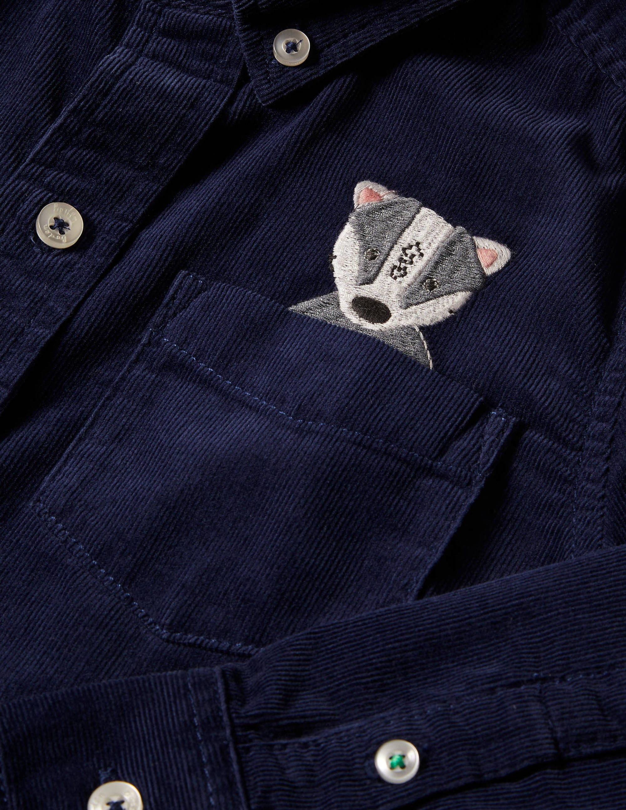 Embroidered Cord Shirt-College Navy Animals - Image 3