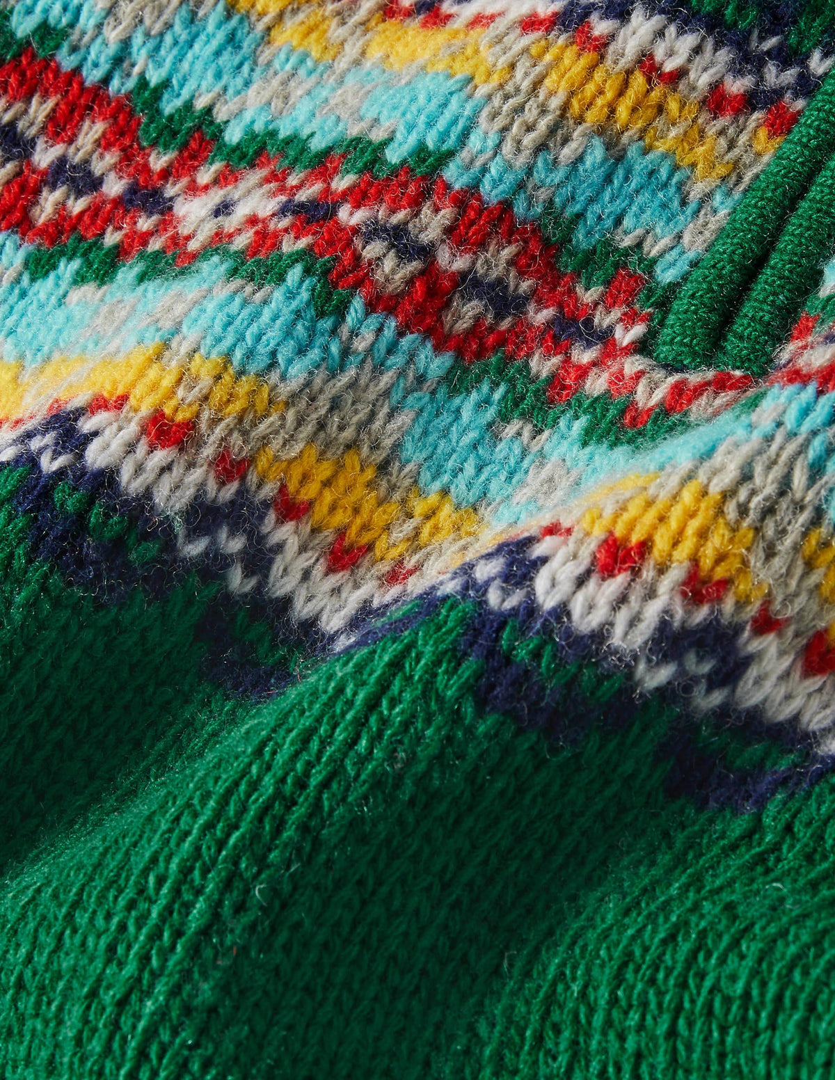Pullover mit halbem Reißverschluss-Schottengrün, Fair-Isle-Muster - Image 3