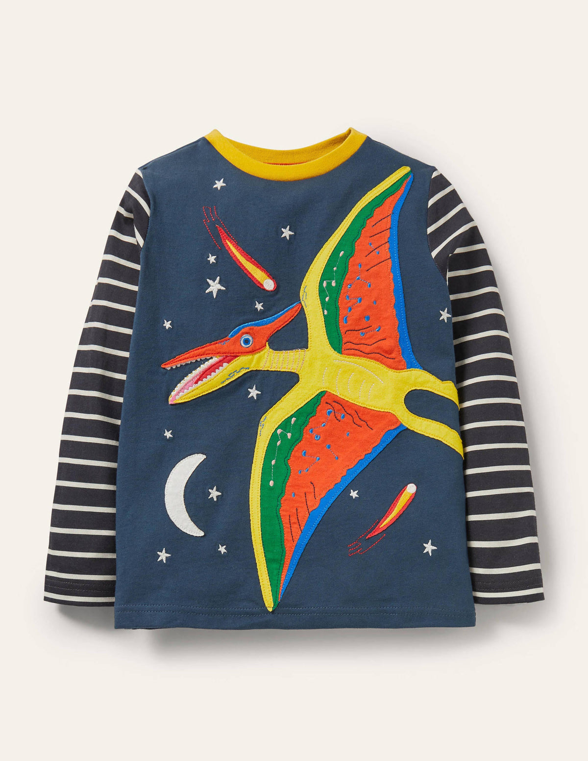 T-shirt à appliqué recto verso-Ptérodactyle bleu orageux - Image 1