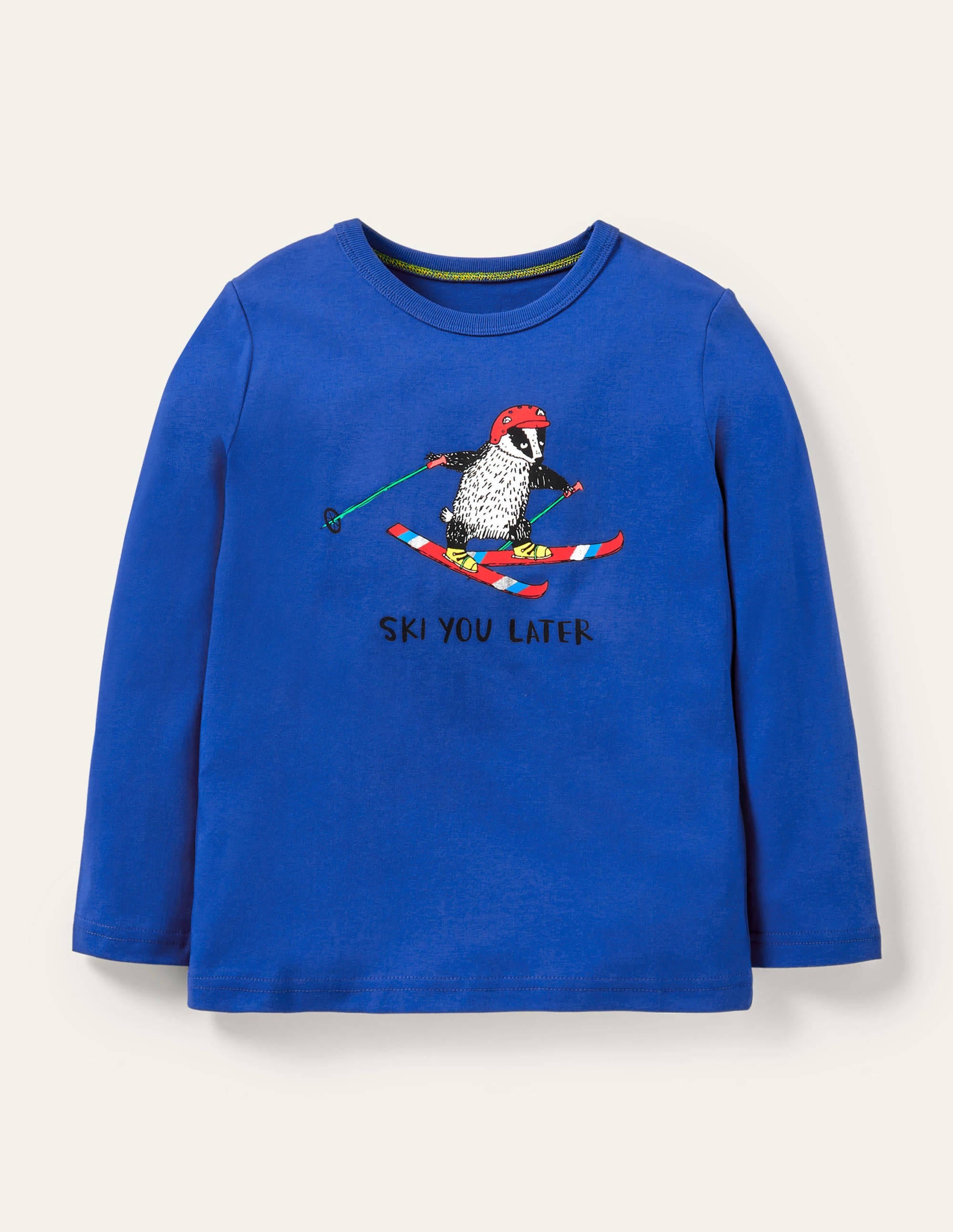 T-Shirt mit Tiermotiv-Blitzblau, Ski You Later - Image 1