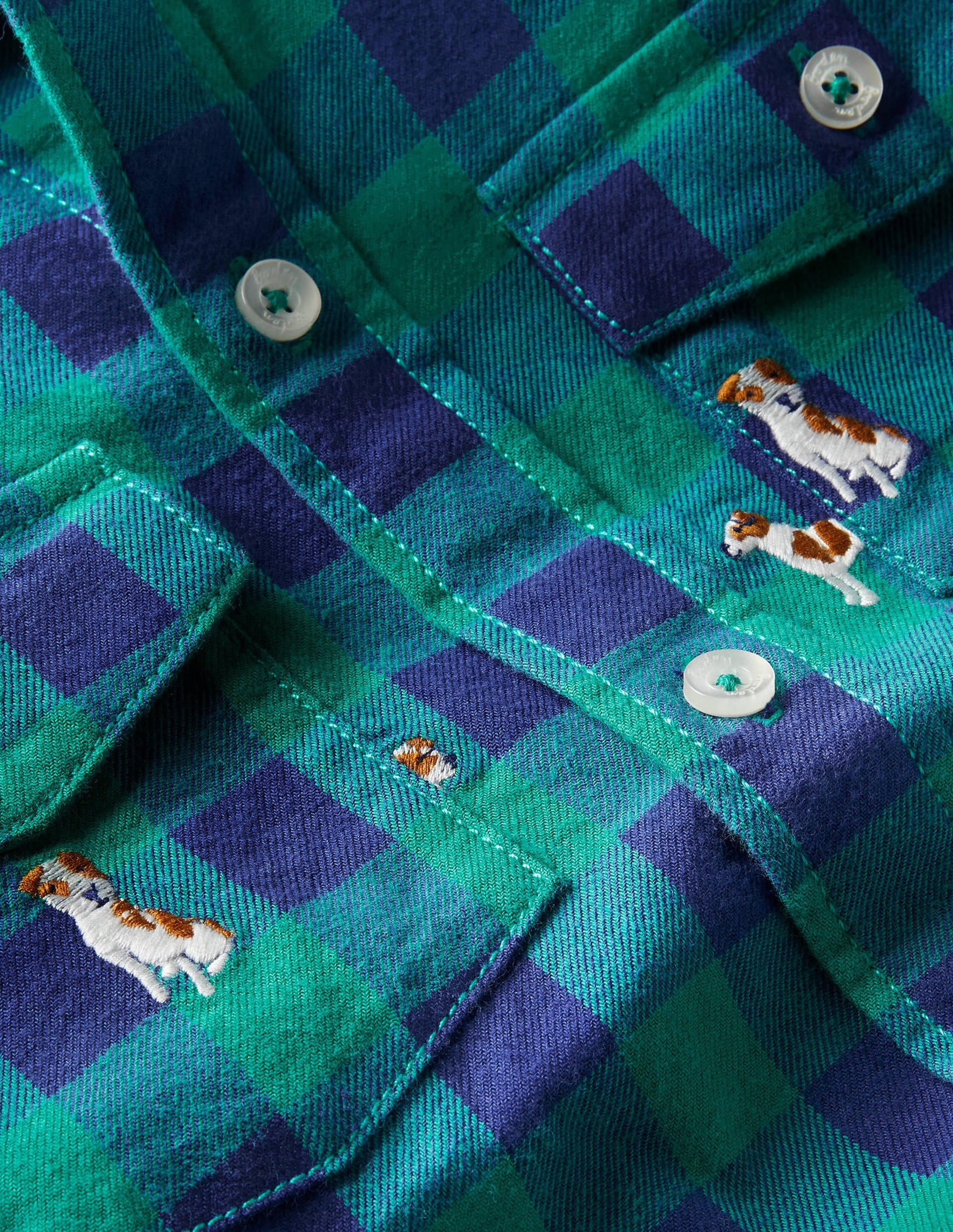 Gemütliches Karohemd mit Stickereien-Blau/Grün, Sprout-3