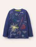 T-shirt magique phosphorescent-Feux d'artifice bleu marine universitaire