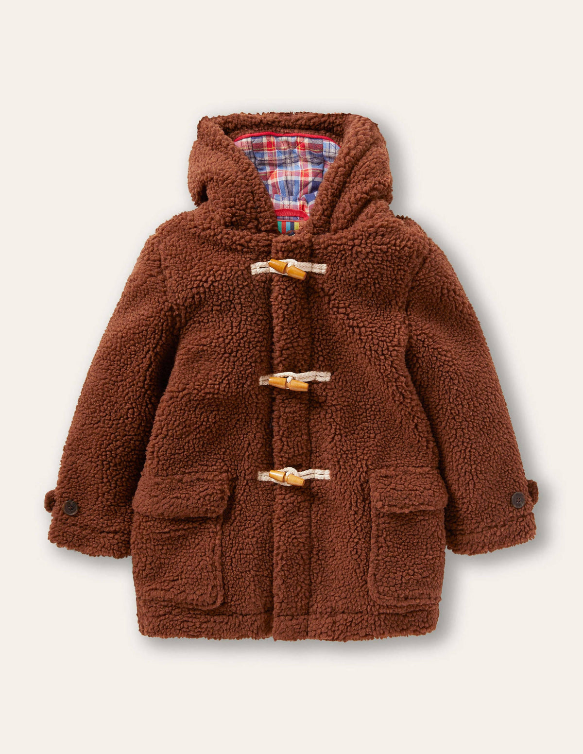 Teddybären-Dufflecoat aus Borg-Naturbraun - Image 1