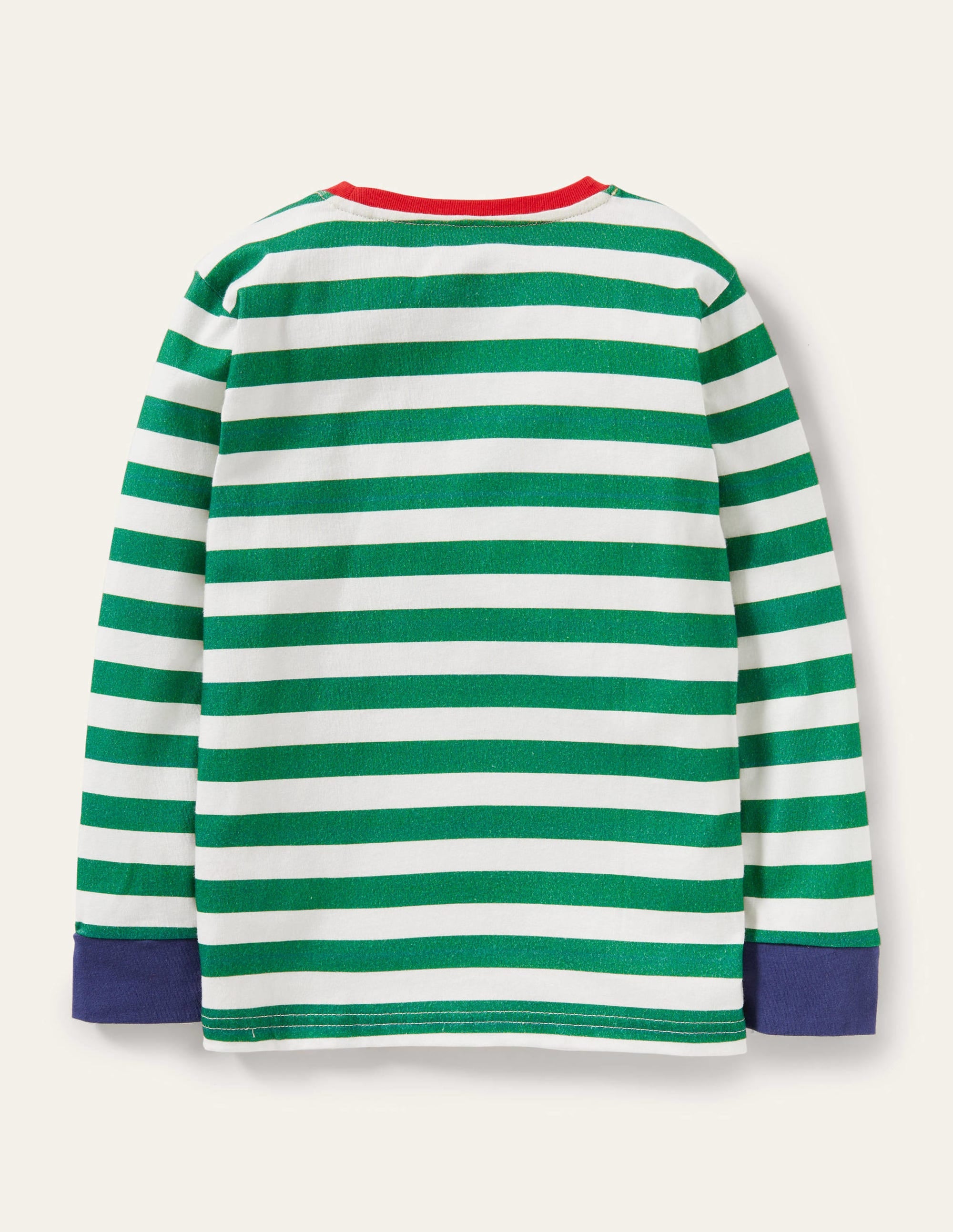 Fröhliches Weihnachts-T-Shirt-Naturweiß/Waldgrün, Weihnachtsmann mit Reißverschluss - Image 2