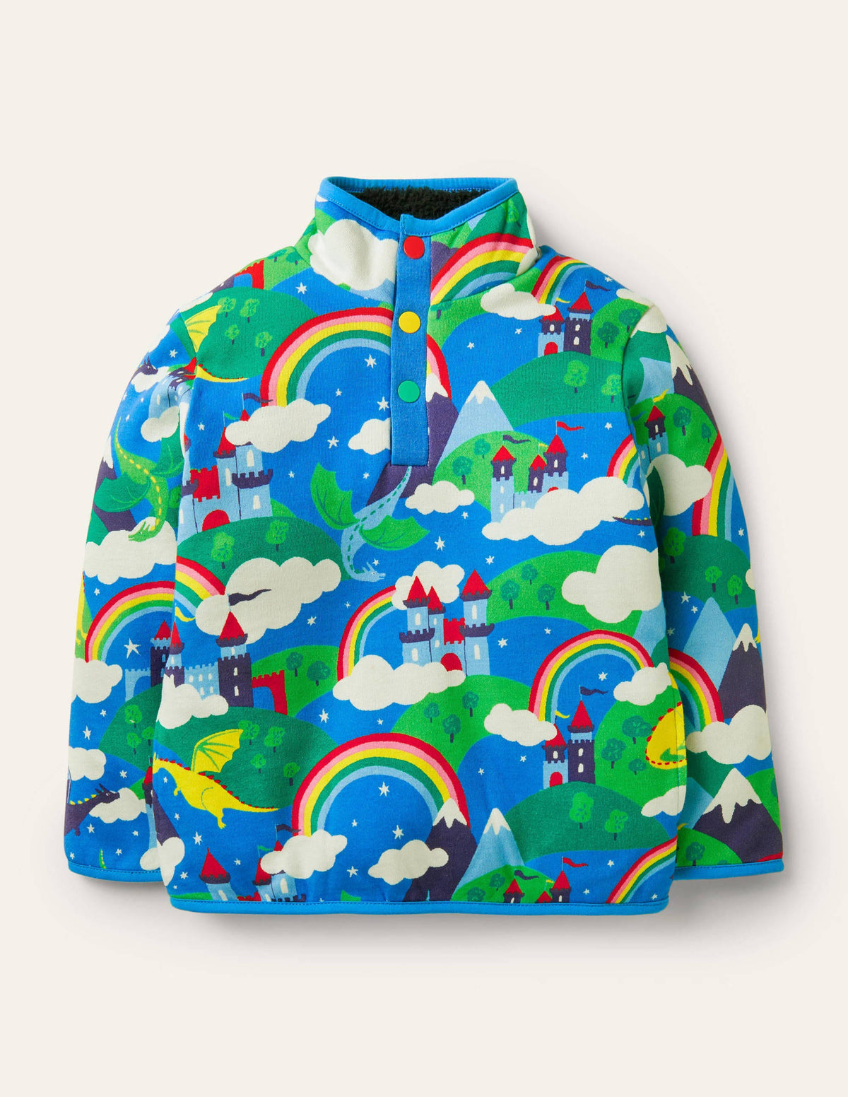 Wendbares Henley-Sweatshirt-Segelblau, Magisches Schloss - Image 1