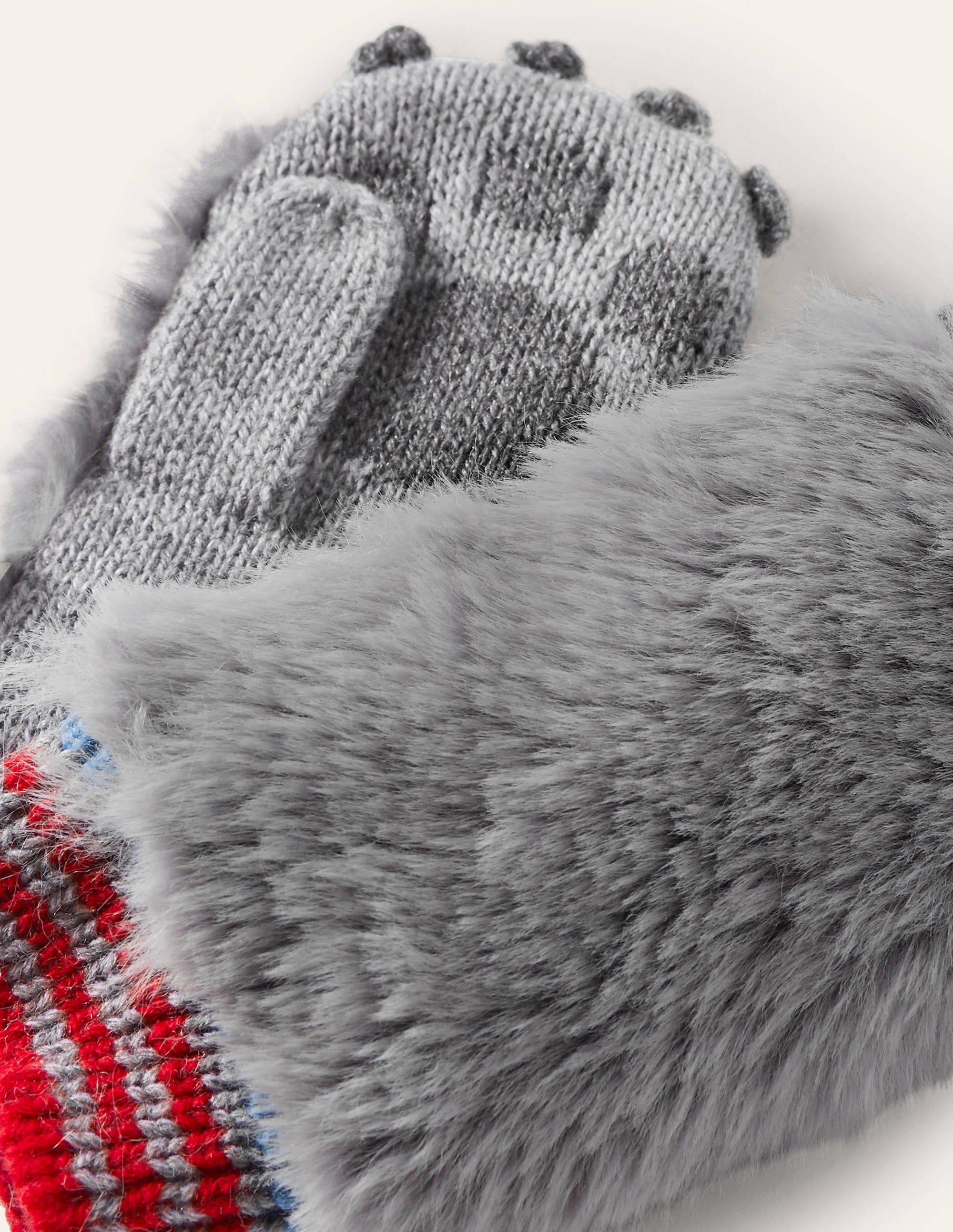 Gestrickte Wolfsfäustlinge-Grau Meliert - Image 2