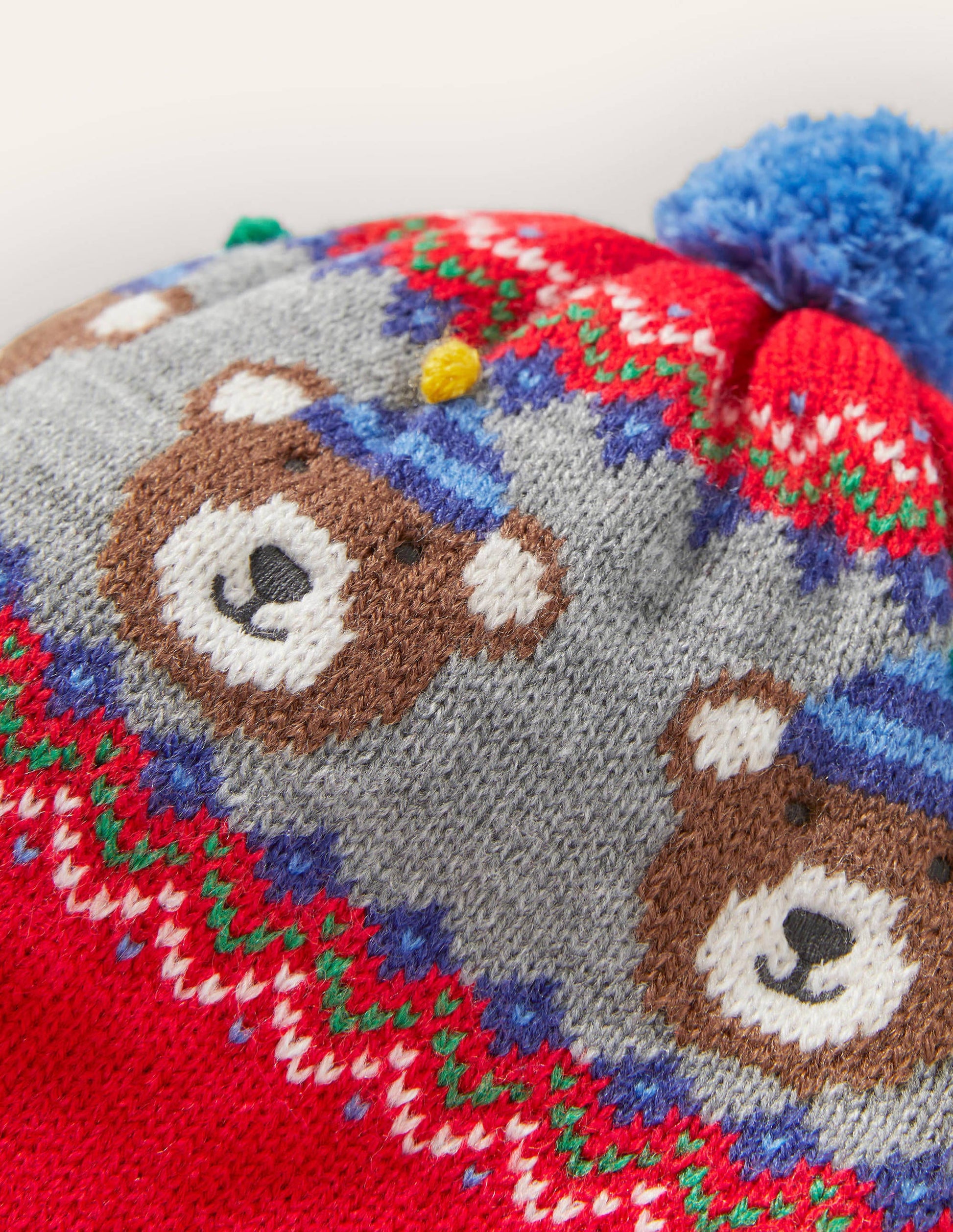 Strickset mit Bärenmotiv-Rot, Fair-Isle-Muster-2