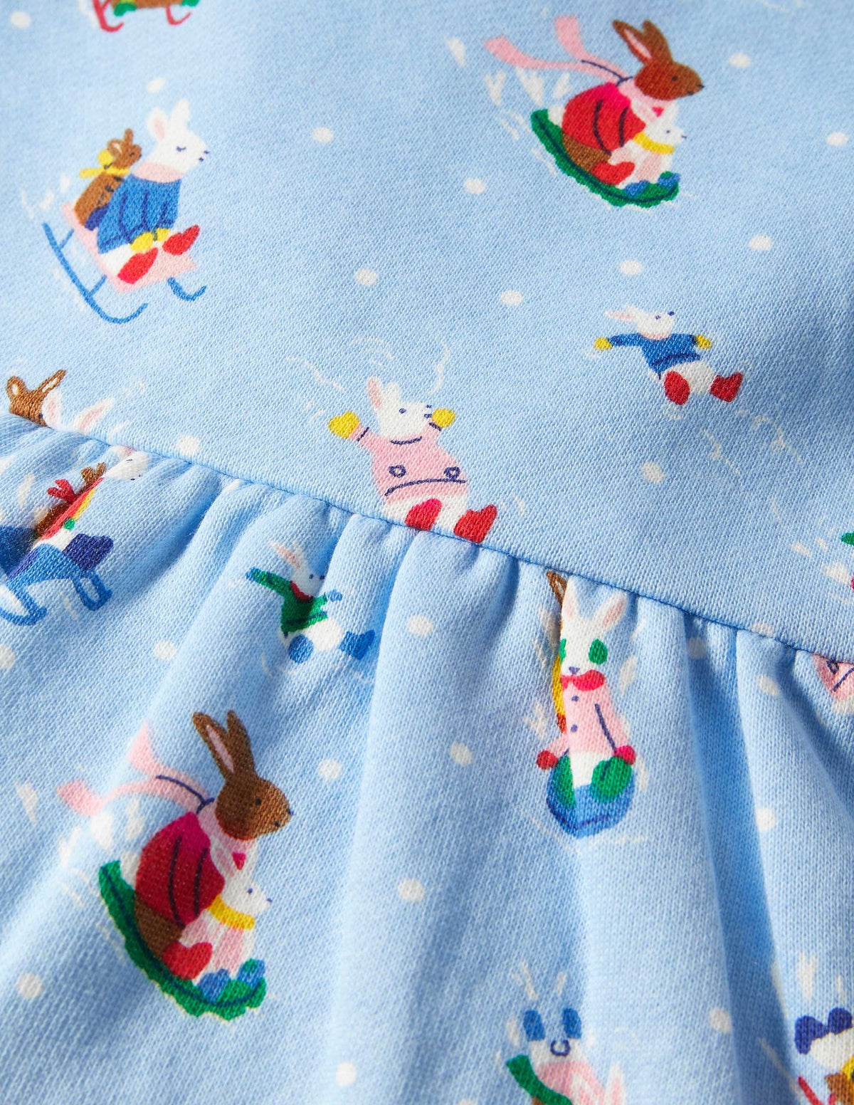 Bequemes Sweatshirt-Kleid-Winterhimmel, Schneehäschen-3