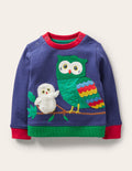 Gemütliches Sweatshirt-Segelblau, Eulen