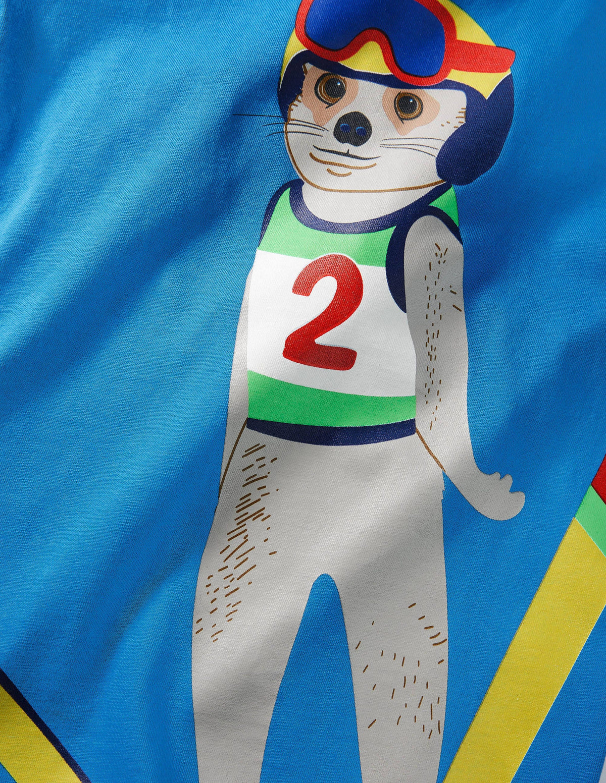 Oberteil mit Wintersporttieren-Marokkoblau, Skifahrendes Erdmännchen - Image 3