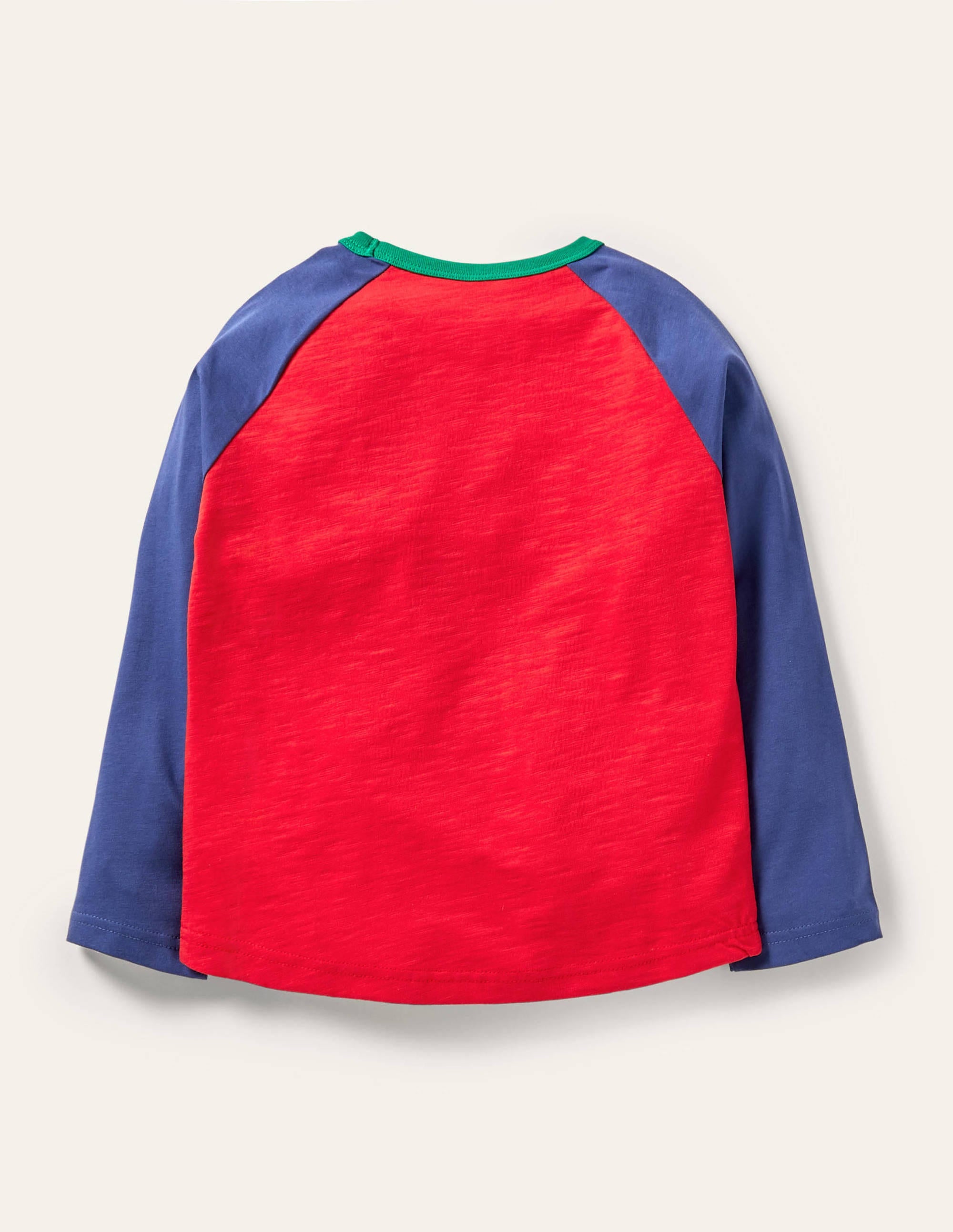 Festive Pun Raglan T-shirt-Rockabilly Red/Navy Moo-Dolph - Image 2