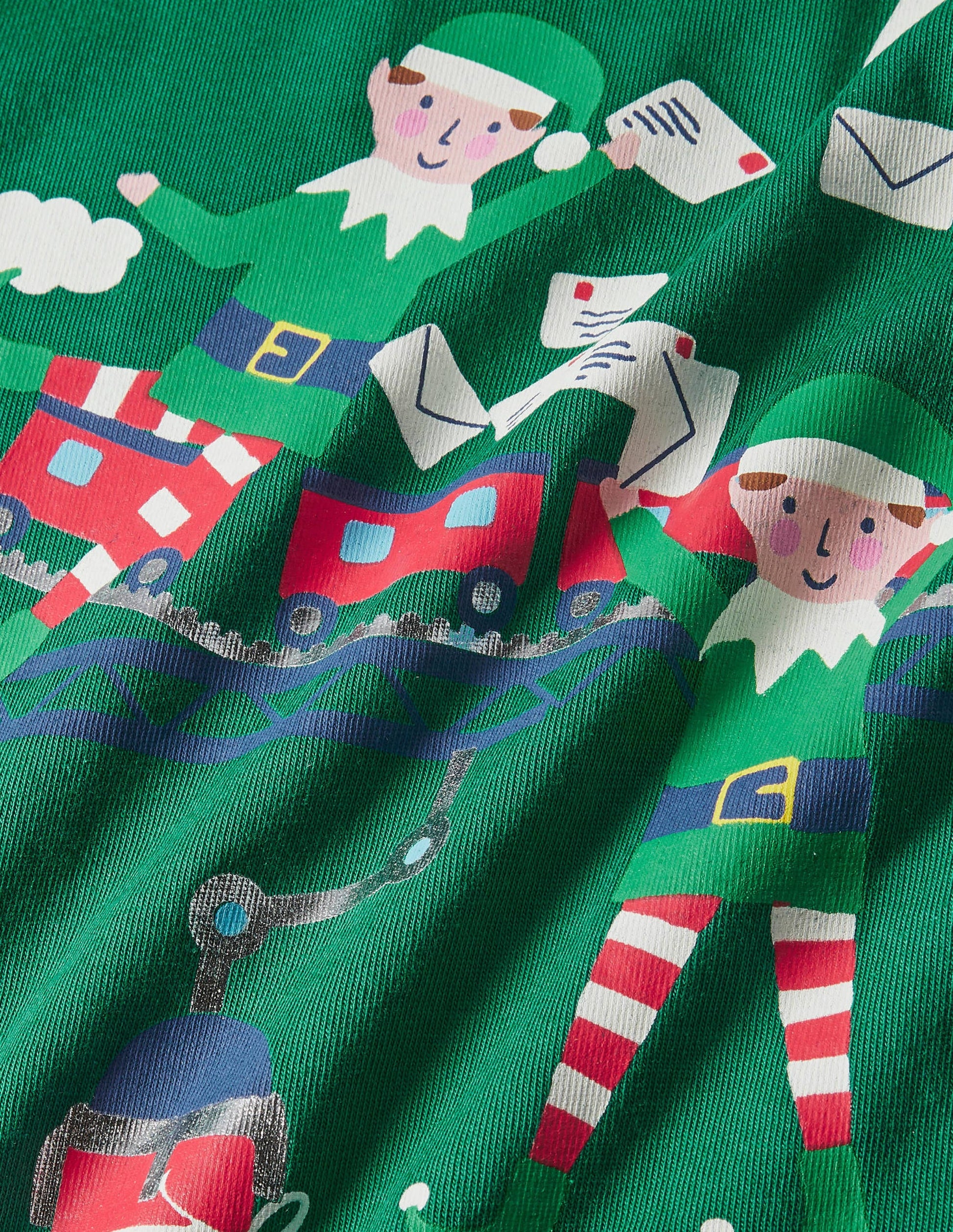T-Shirt mit Weihnachtsmotiv-Schottengrün, Elfwerkstatt-3
