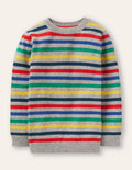 Cashmere Crew Jumper-Grey Marl/Rainbow