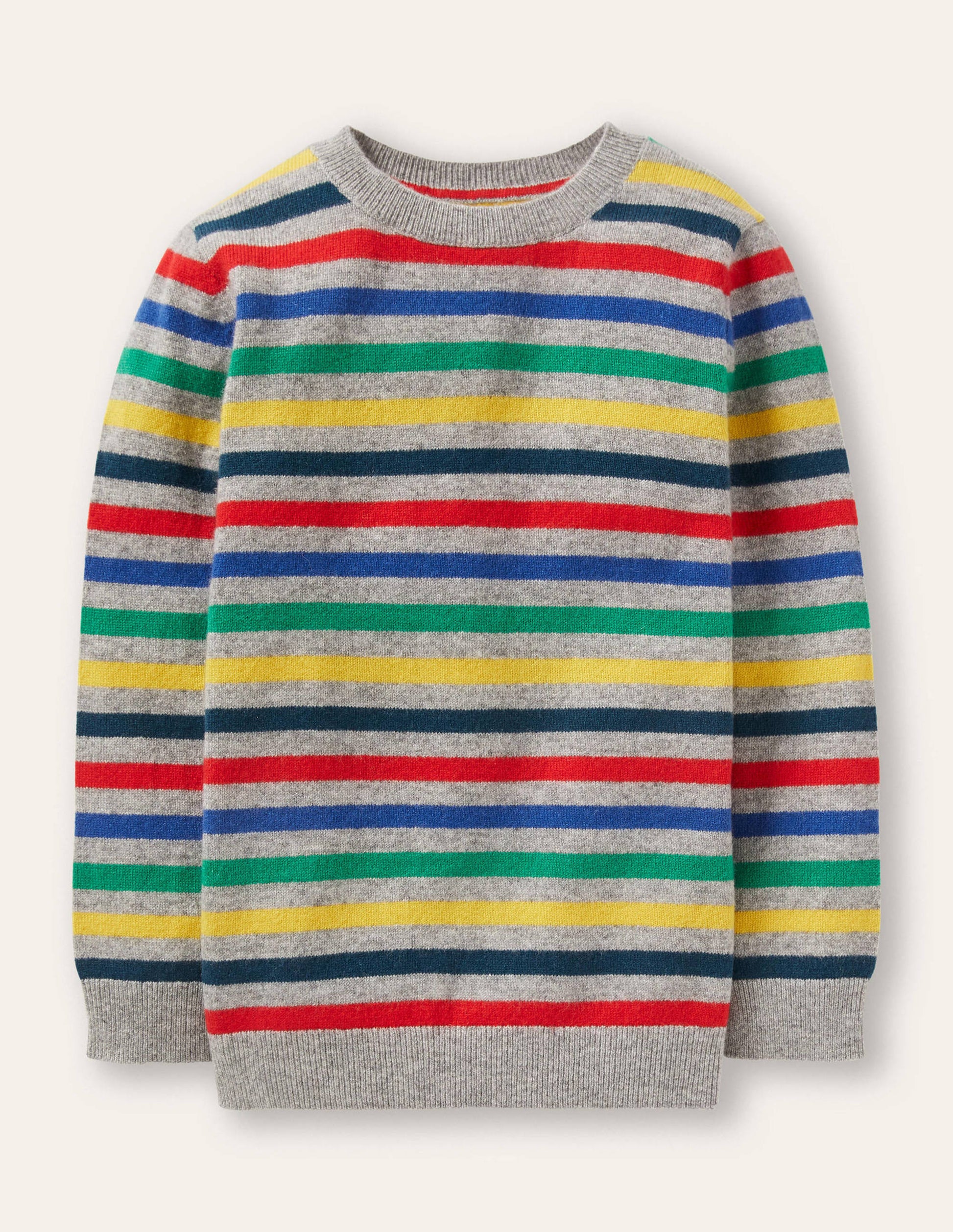 Cashmere Crew Jumper-Grey Marl/Rainbow-1