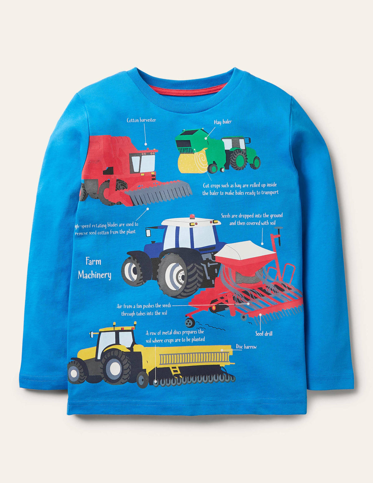 T-shirt éducatif à motif tracteur-Transport bleu marocain-1