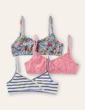 Kurze Oberteile mit Crossover-Design im 3er-Pack-Bunt, Blumenmuster/Getupft