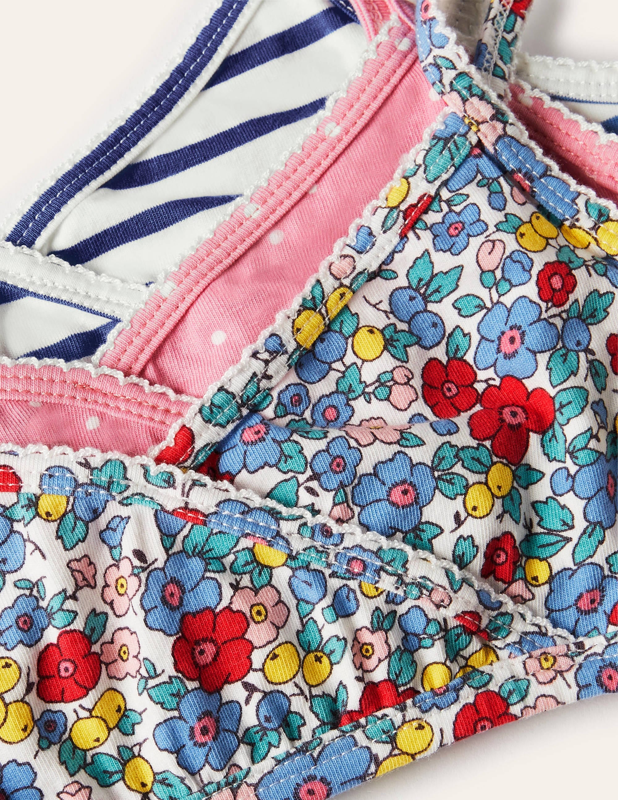 Kurze Oberteile mit Crossover-Design im 3er-Pack-Bunt, Blumenmuster/Getupft - Image 3