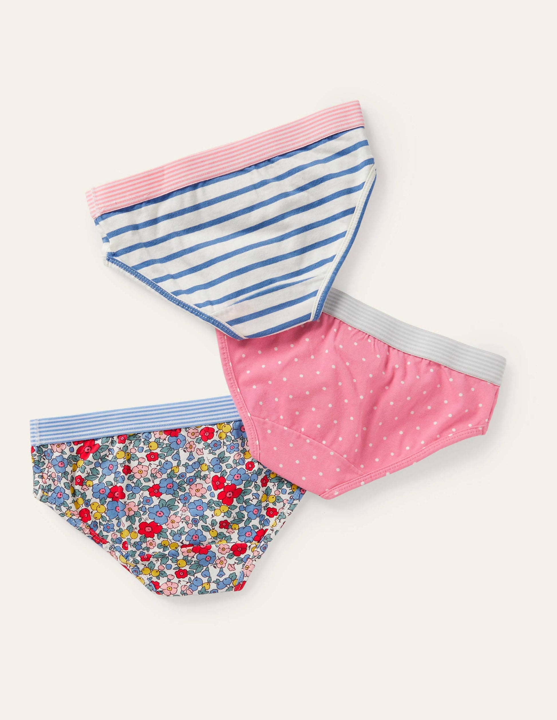 Unterhosen im 3er-Pack-Bunt, Blumenmuster/Getupft-2