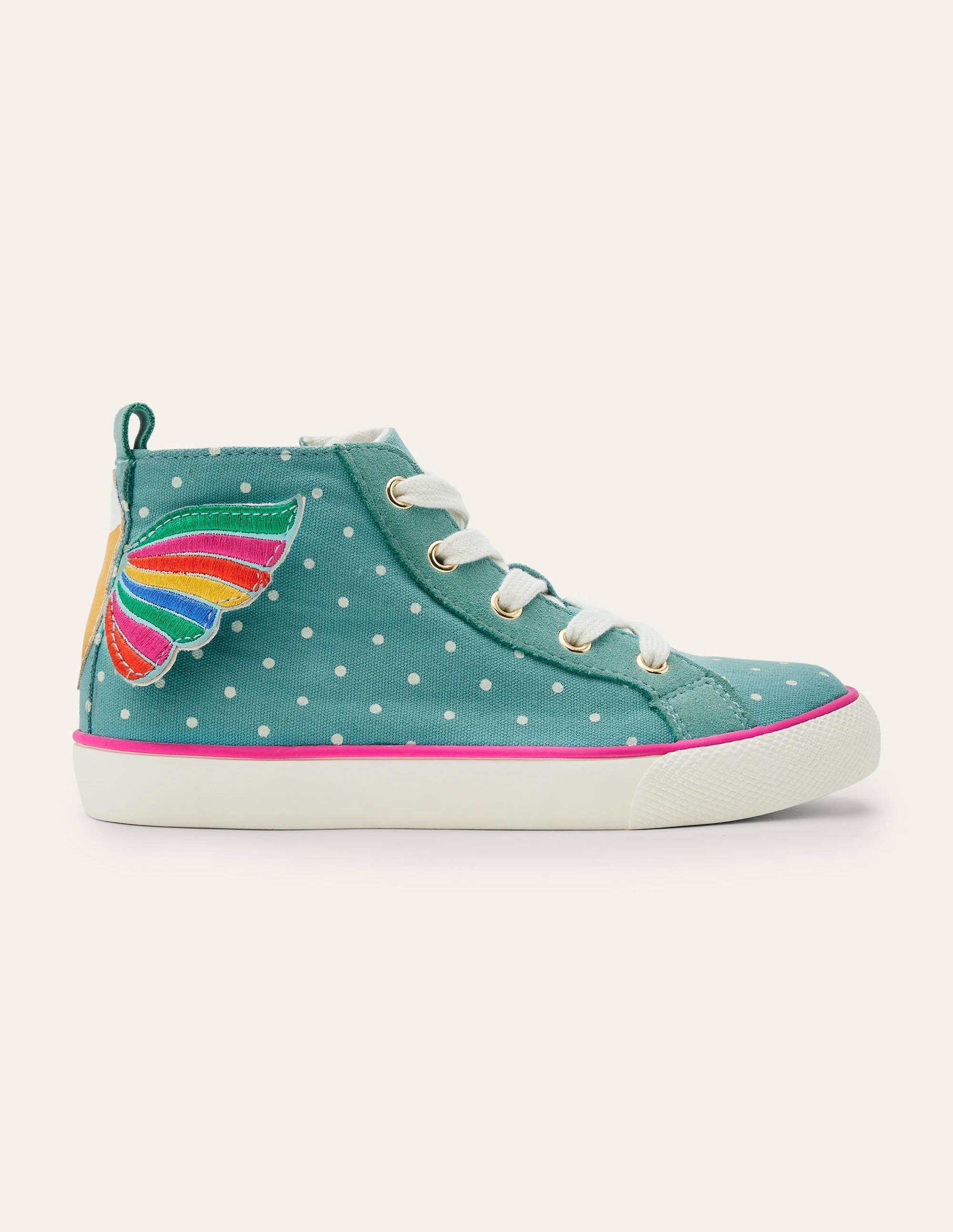 Fröhliche hochgeschnittene Turnschuhe-Bachblau, Regenbogen-Vogel - Image 2