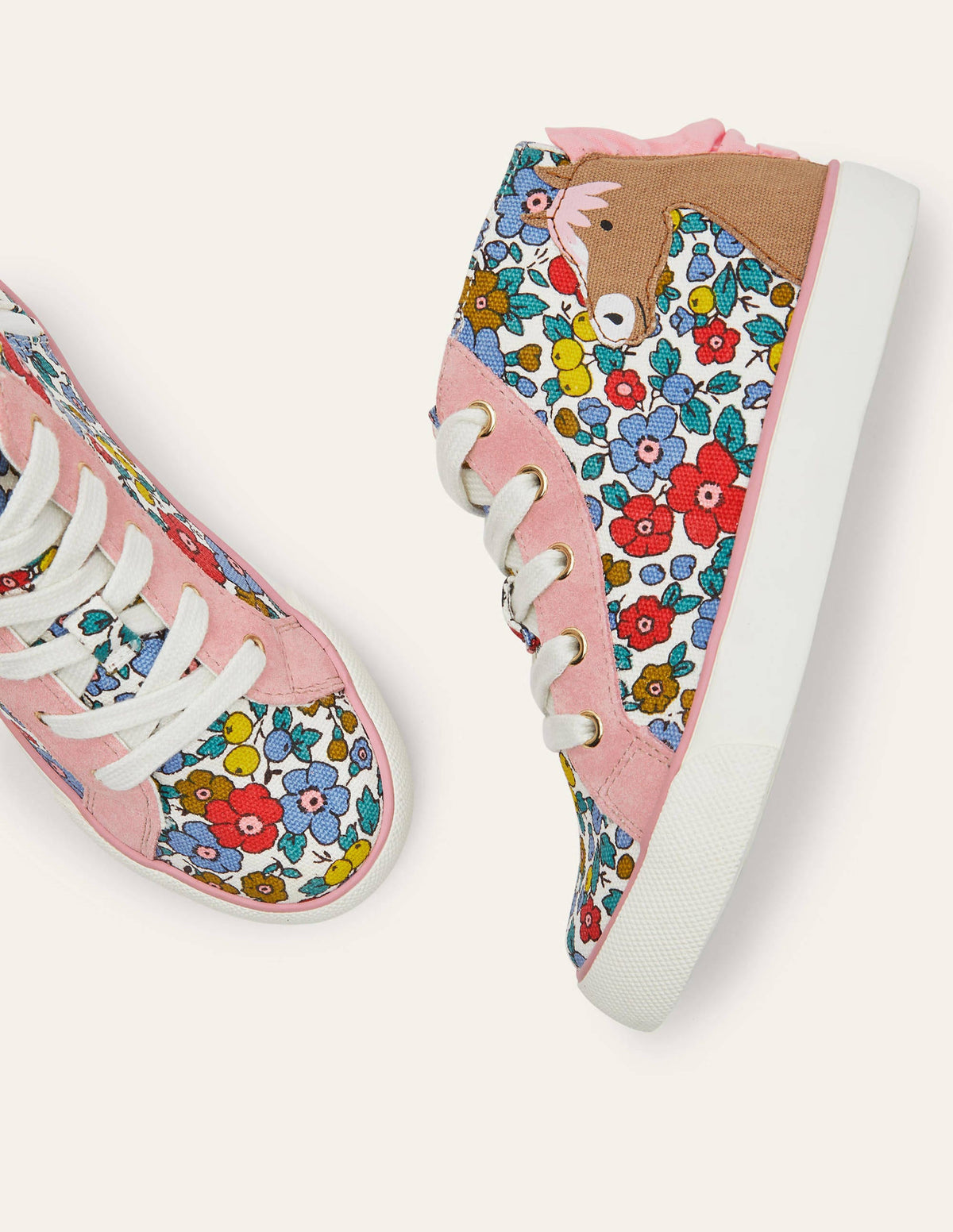 Fröhliche hochgeschnittene Turnschuhe-Bunt, Blumen/Pferd - Image 1
