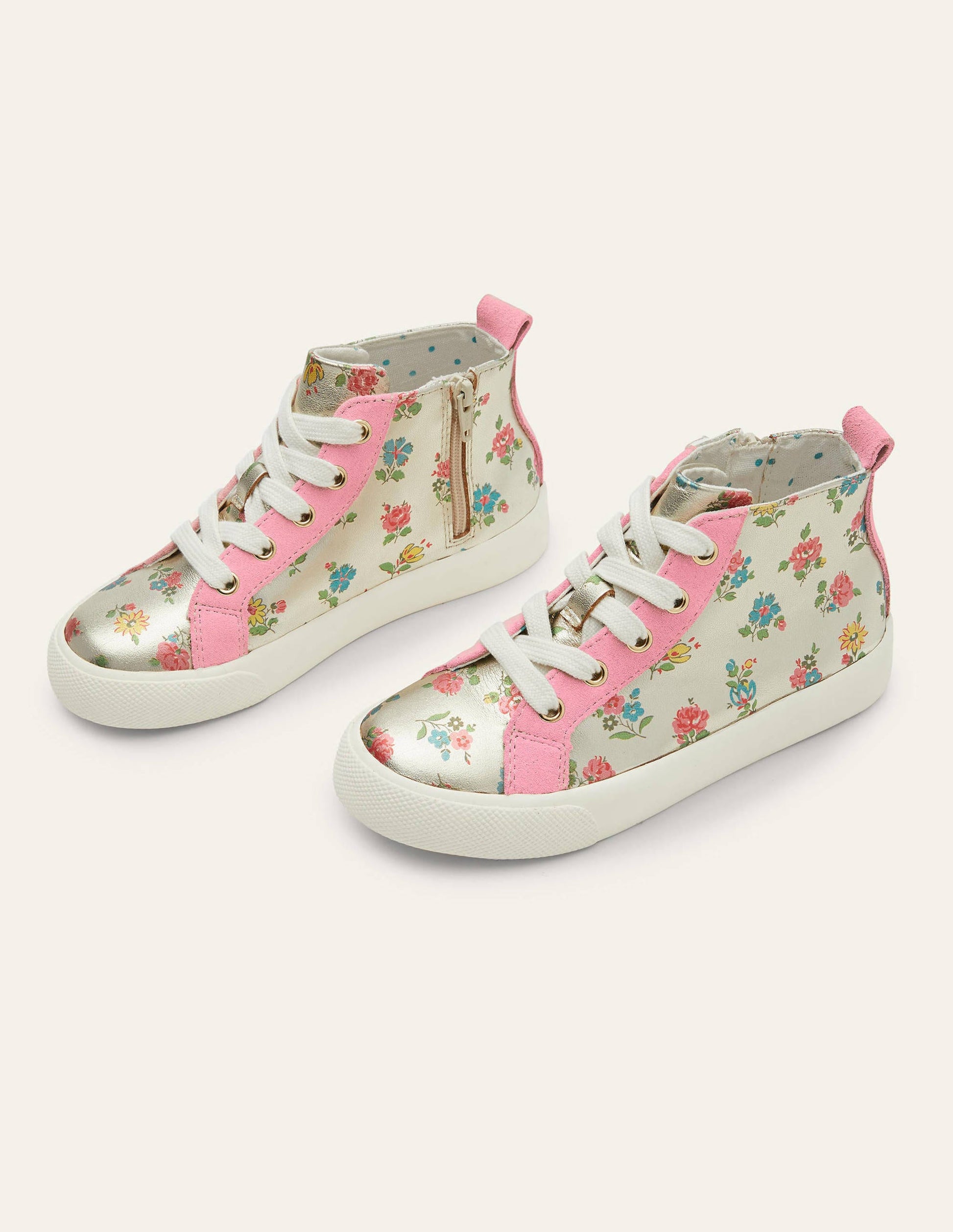 Leather High Top Trainers-Floral Metallic Leather-1
