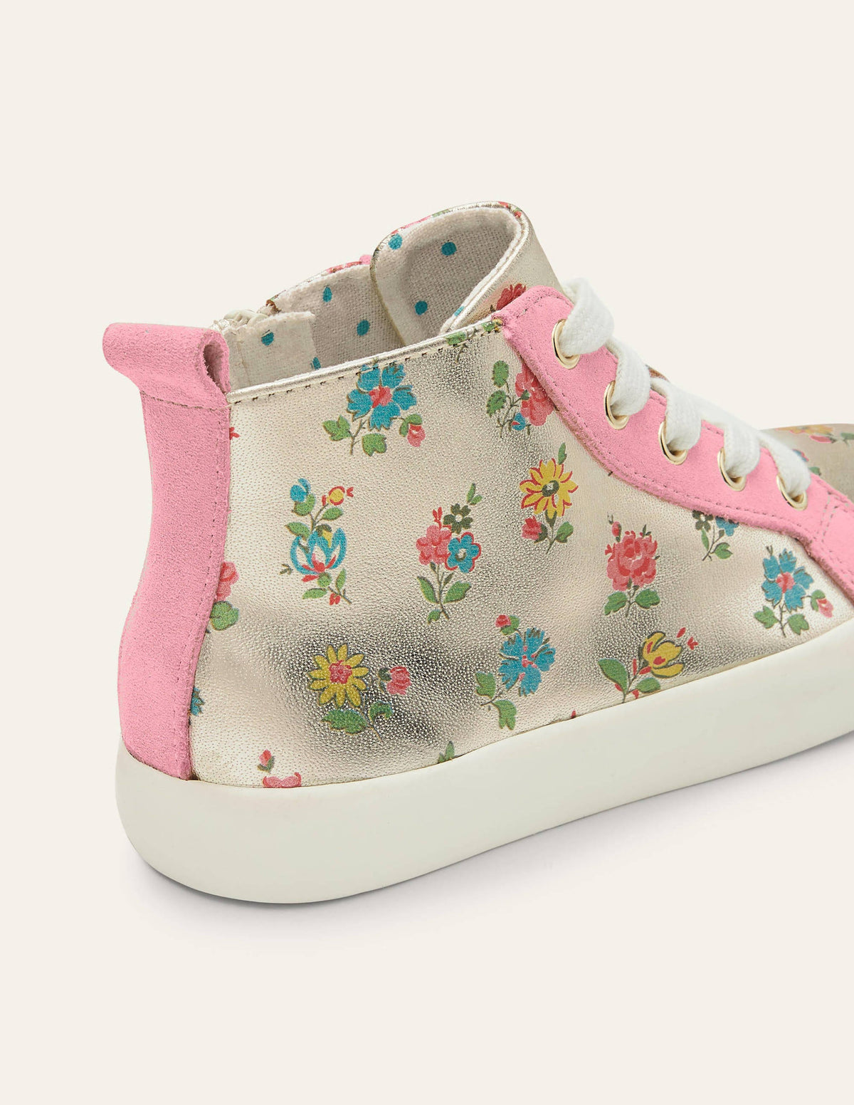 Leather High Top Trainers-Floral Metallic Leather - Image 3