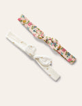 Haarband mit Schleife im 2er-Pack-Rosa, Blumen/Gold, Gepunktet