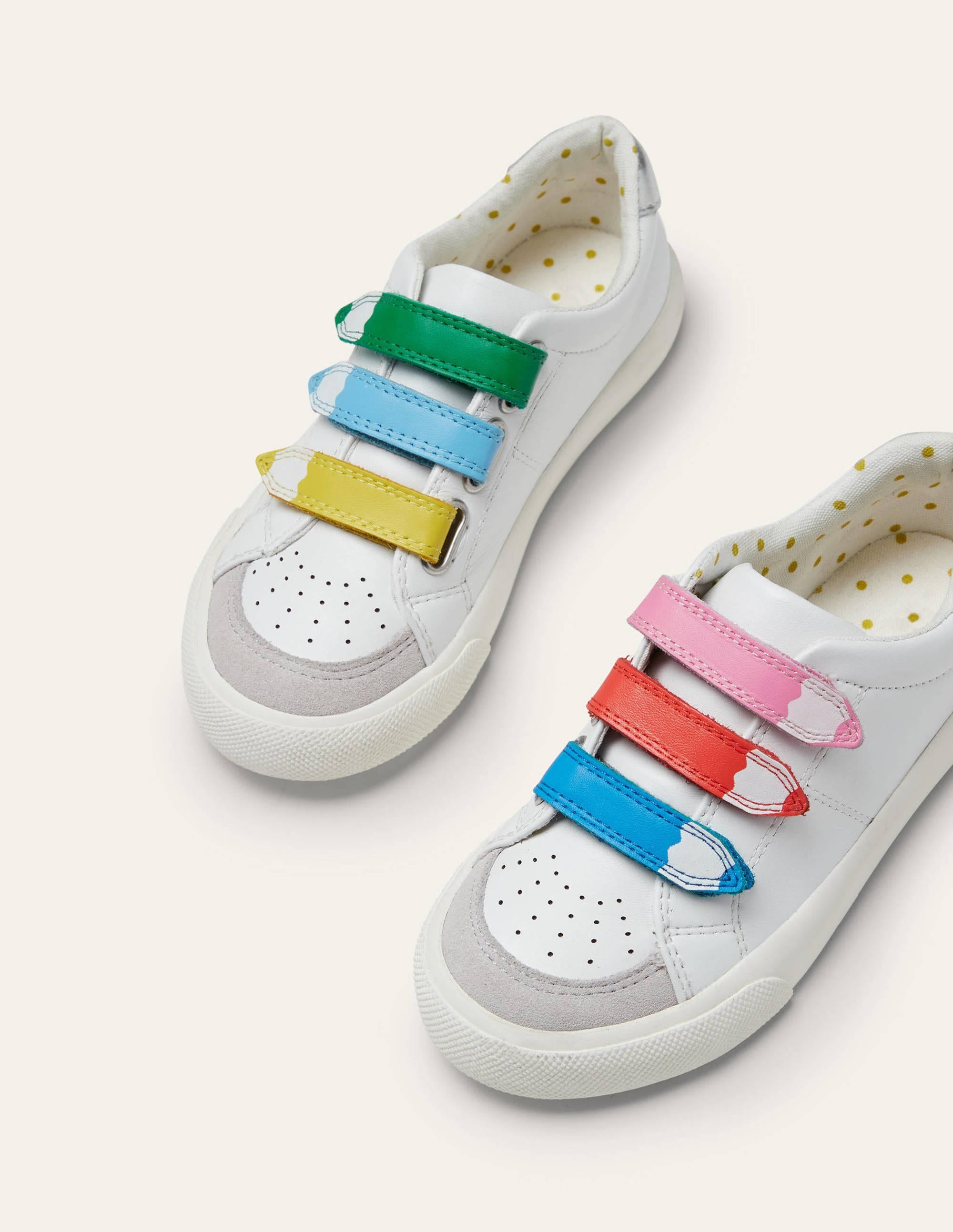 3 Strap Low Top Trainers-White Rainbow Pencil - Image 1