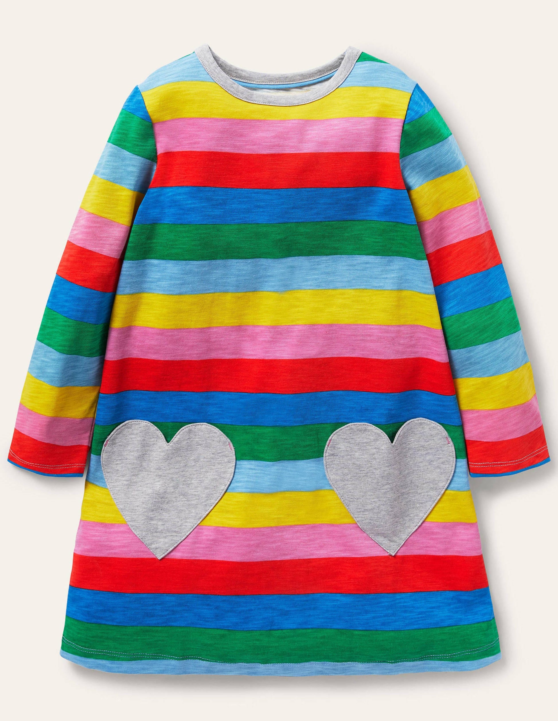 Fröhliches Jerseykleid mit Tasche-Bunt, Gestreift-1