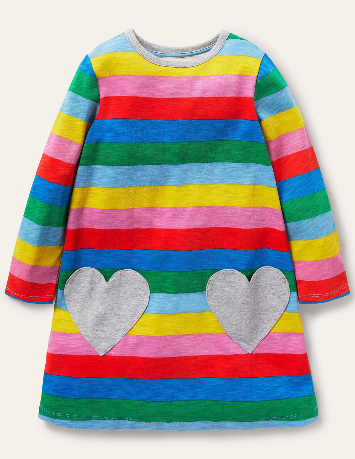 Fröhliches Jerseykleid mit Tasche-Bunt, Gestreift - Image 1