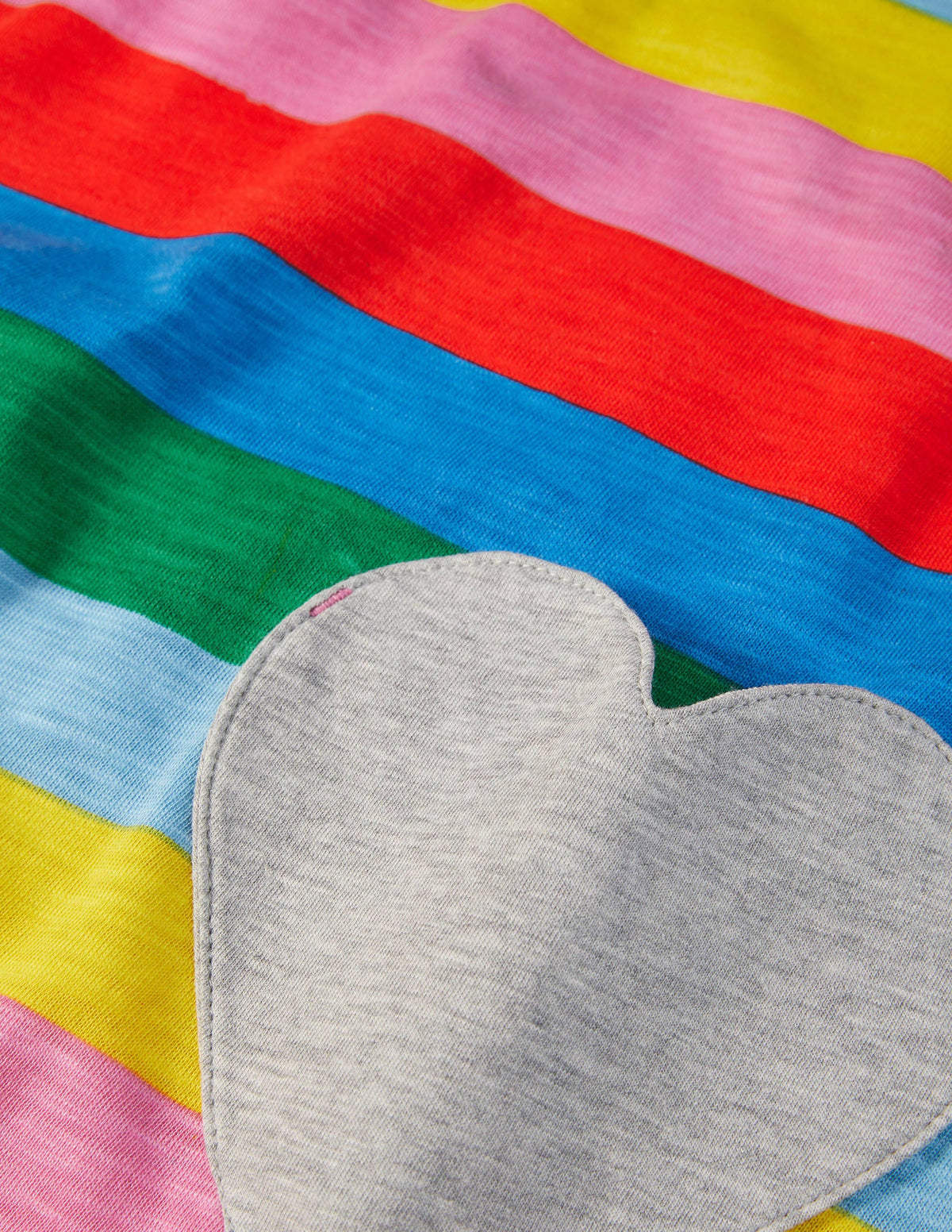 Fröhliches Jerseykleid mit Tasche-Bunt, Gestreift-3