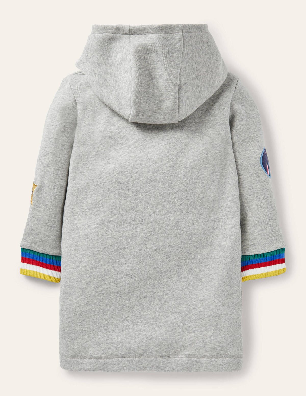 Cosy Hooded Sweatshirt Dress-Grey Marl Badges - Image 2
