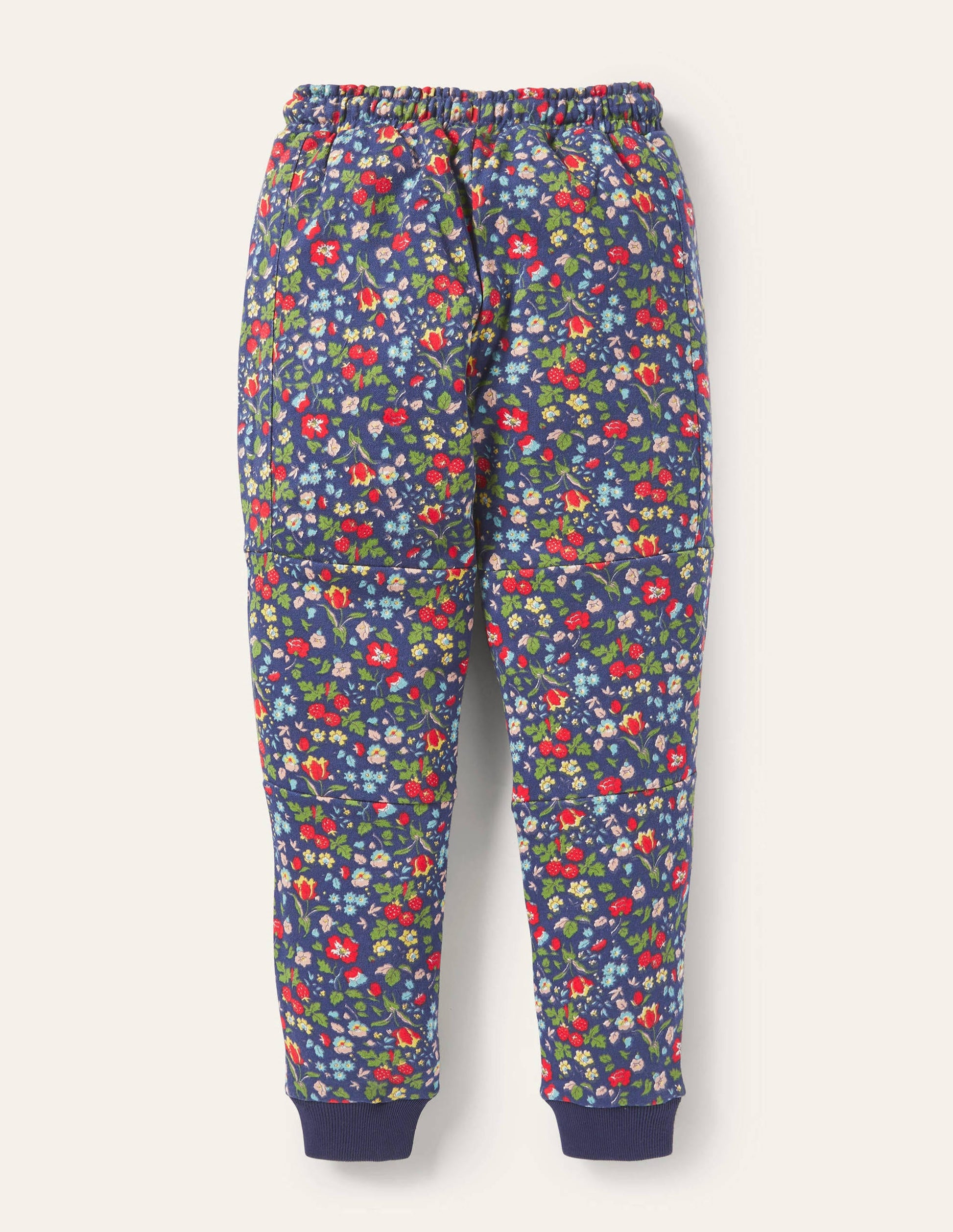 Sweathose mit verstärkter Kniepartie-Segelblau/Herbstbeere, Blumenmuster-2
