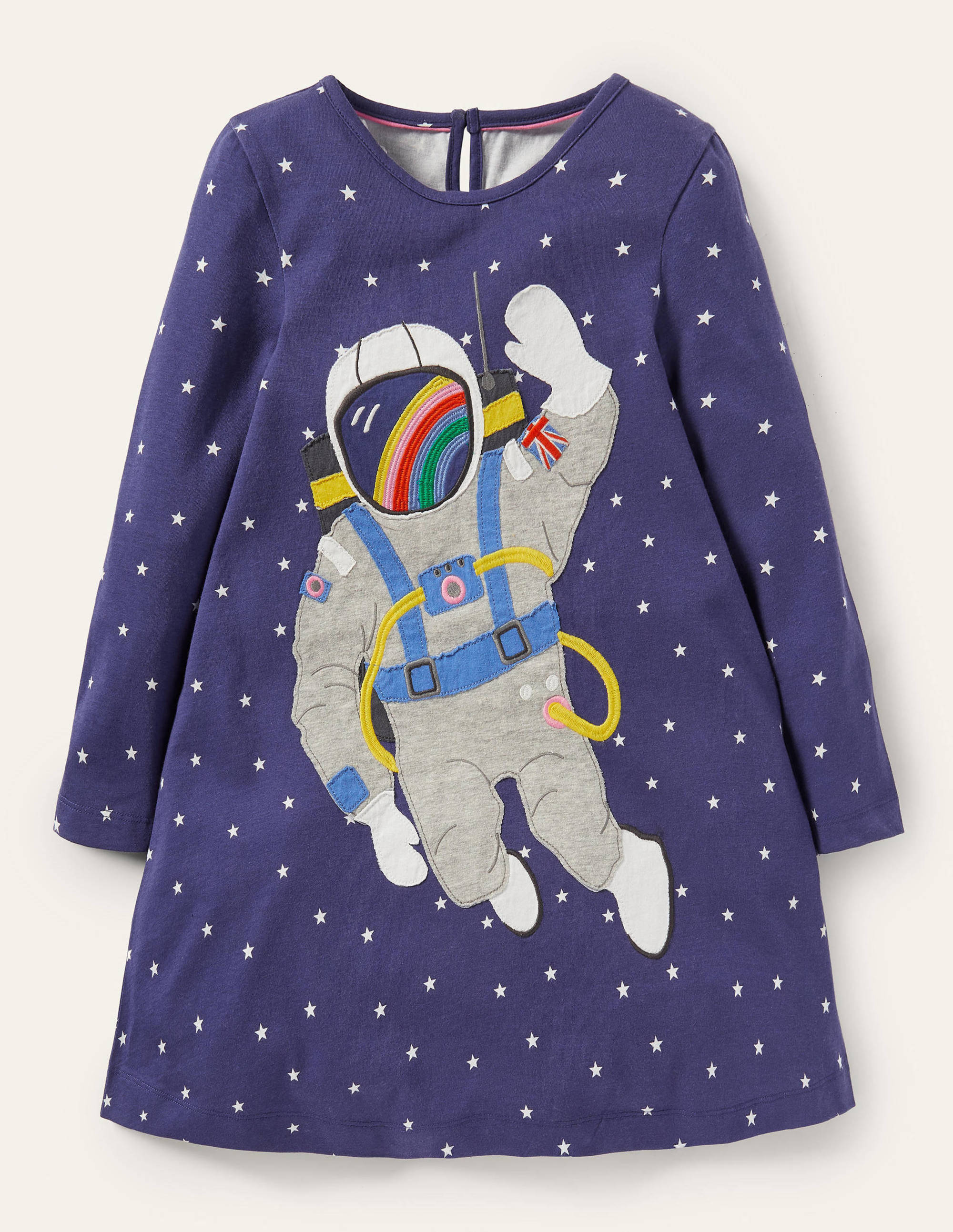 Jerseykleid mit großer Applikation-Segelblau, Weltallszene - Image 1