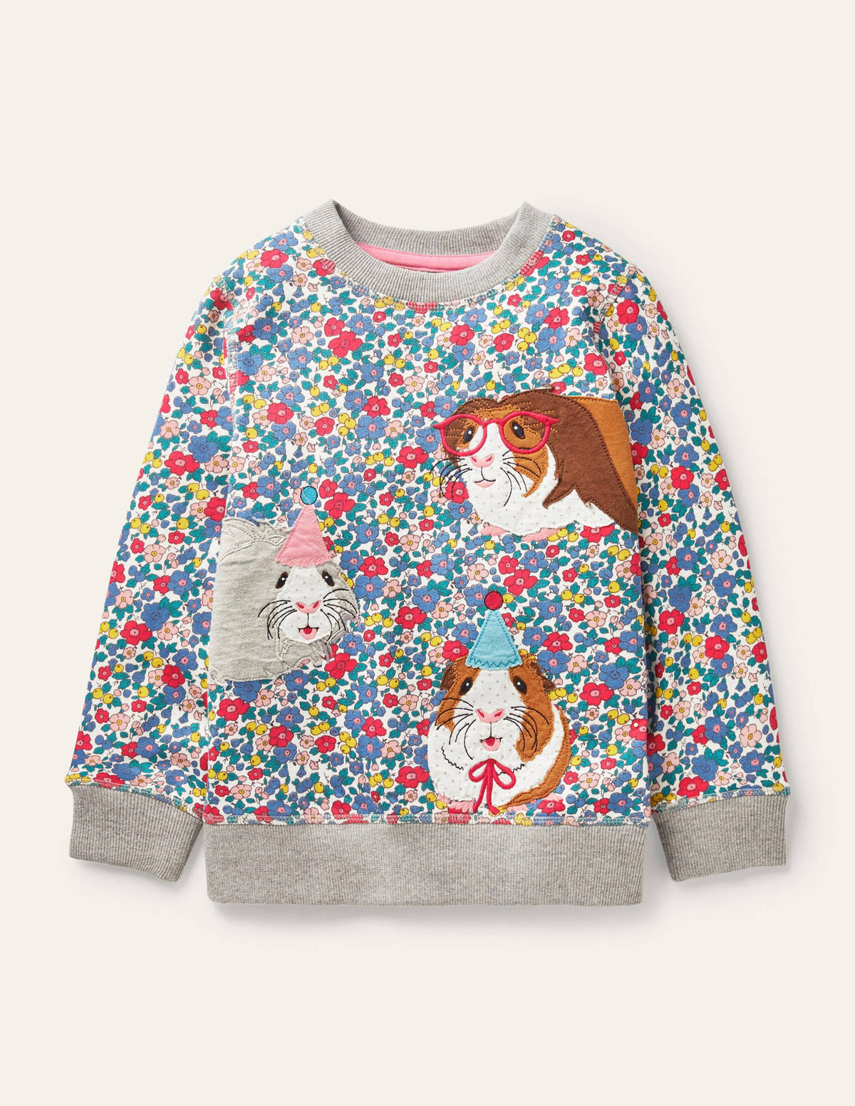 Bequemes Sweatshirt mit Applikation-Blumenmuster/Meerschweinchen - Image 1