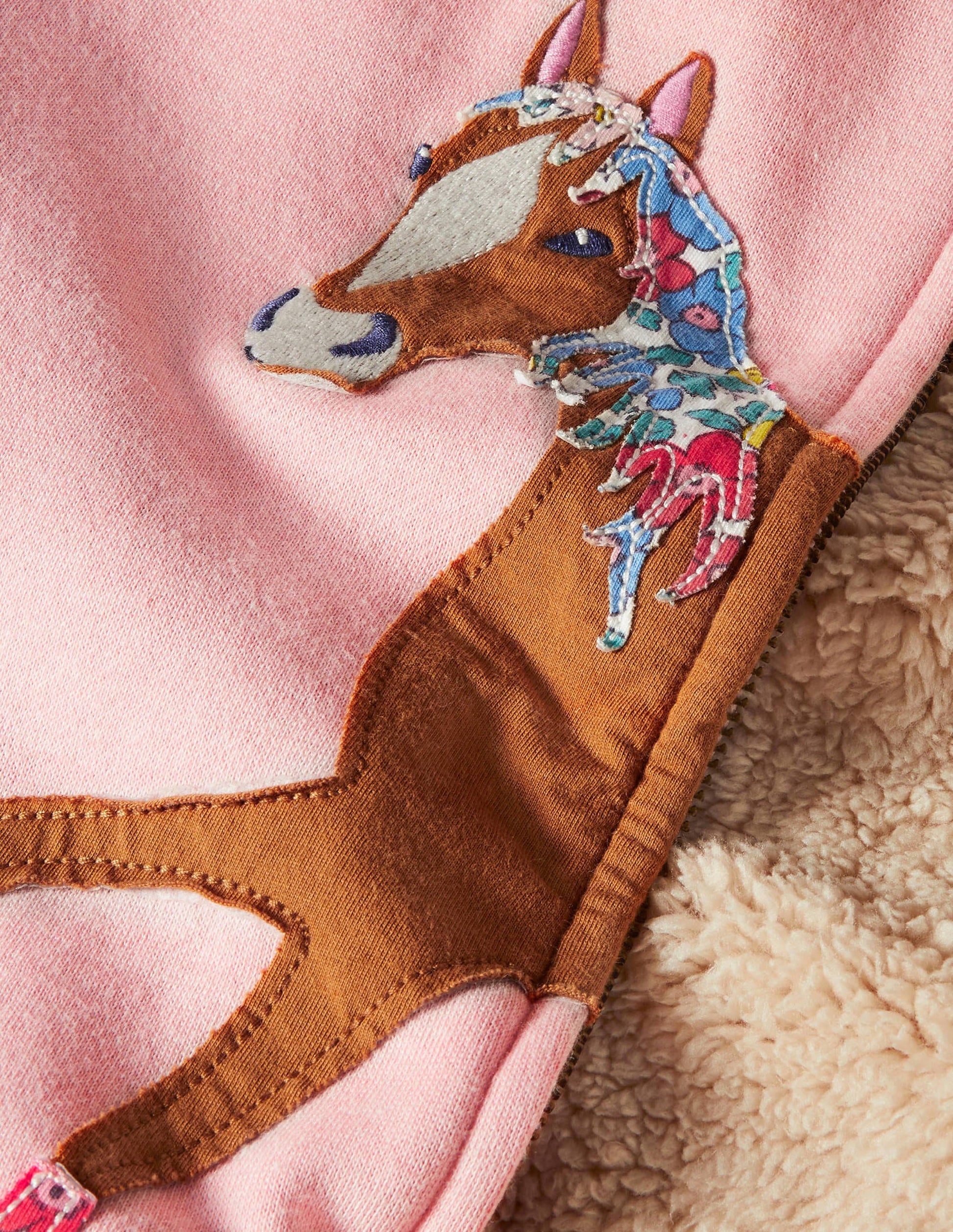 Sweat à capuche fun avec doublure douillette-Cheval rose boto-3