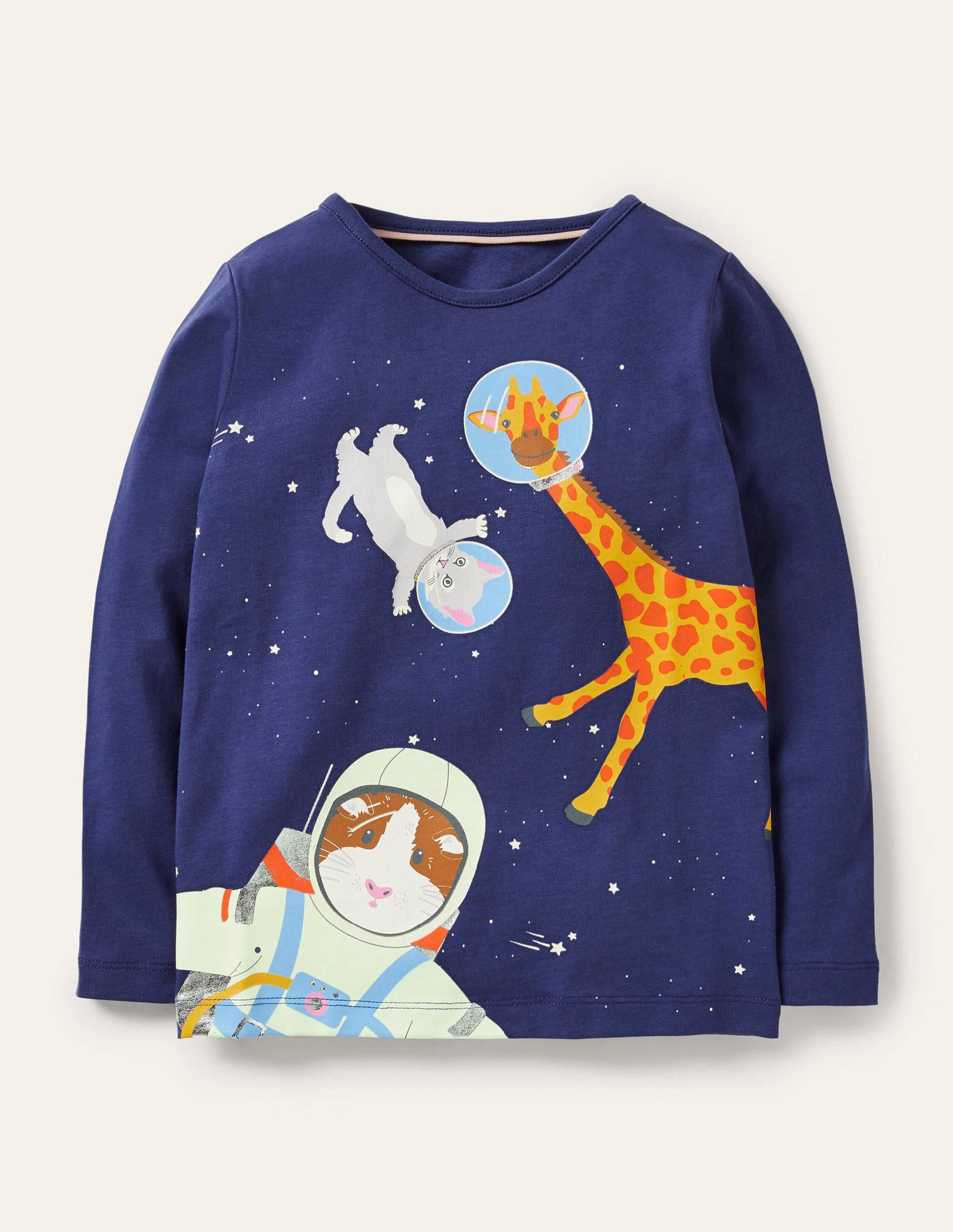 T-shirt à logo phosphorescent-Animaux de l'espace bleu tribord-1