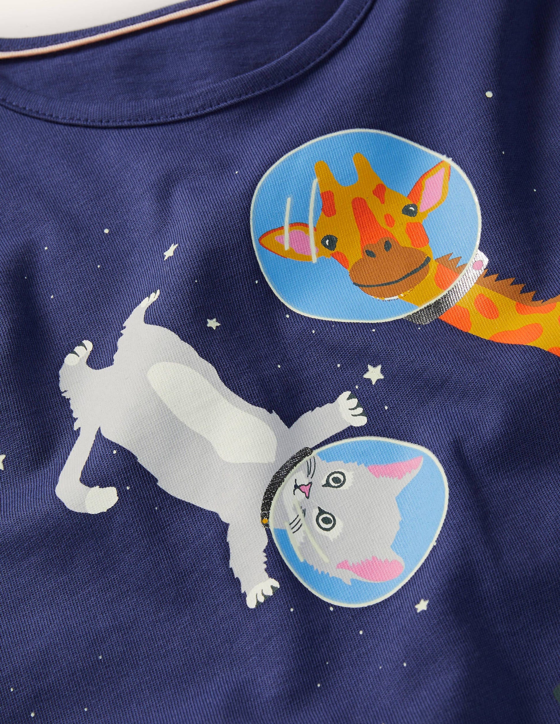 T-shirt à logo phosphorescent-Animaux de l'espace bleu tribord-3